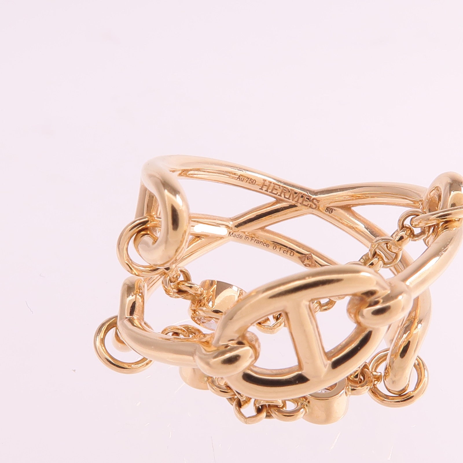 HERMES 18K玫瑰金Bague Chaine D'ancre Chaos鑽石戒指