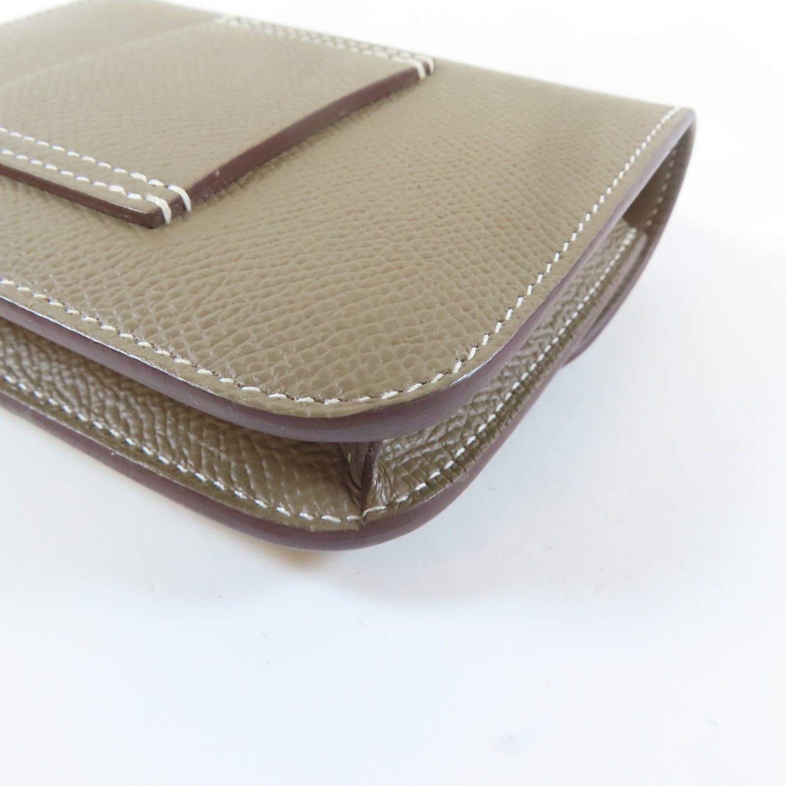 HERMES Epsom皮革Constance Slim金扣錢包大象灰色