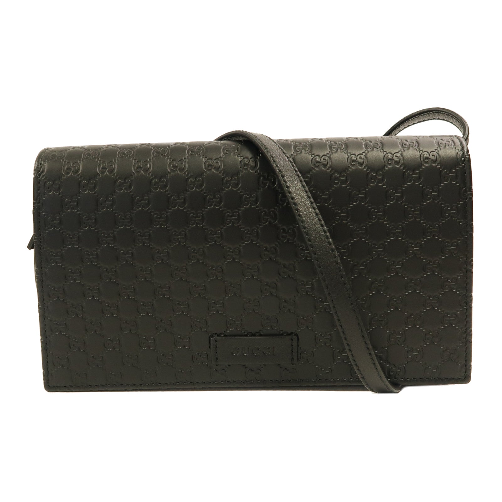 GUCCI 牛皮皮革Microguccissima金扣肩背袋黑色