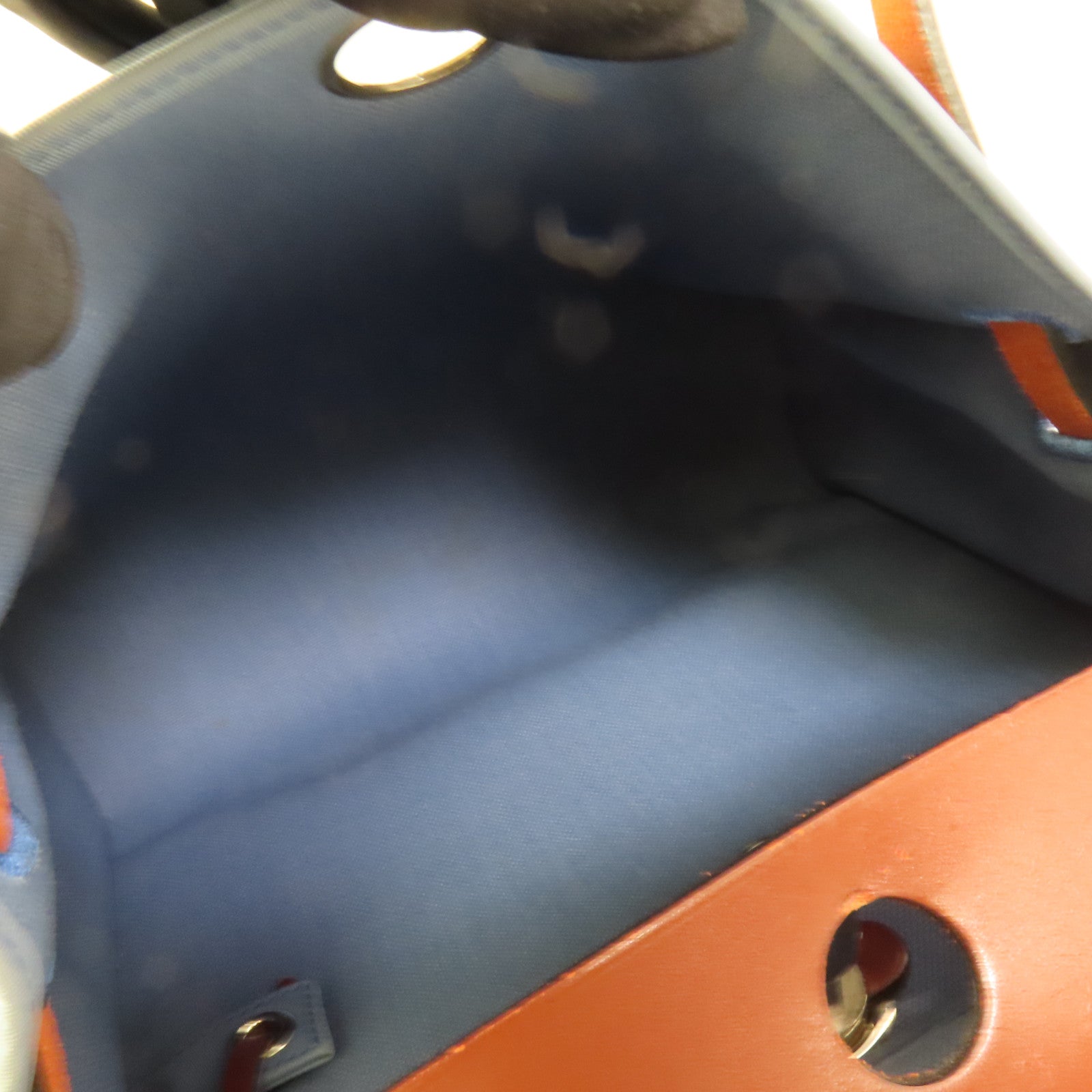 HERMES 帆布HerBag PM銀扣手挽肩背兩用袋Blue Agate