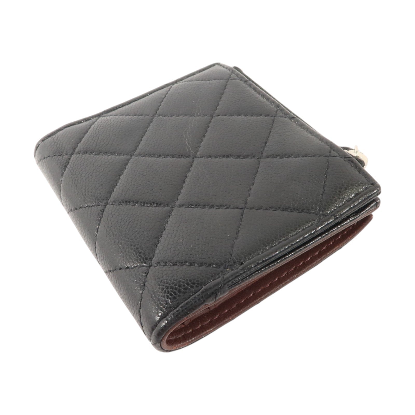CHANEL 牛皮皮革Compact Wallet銀扣錢包