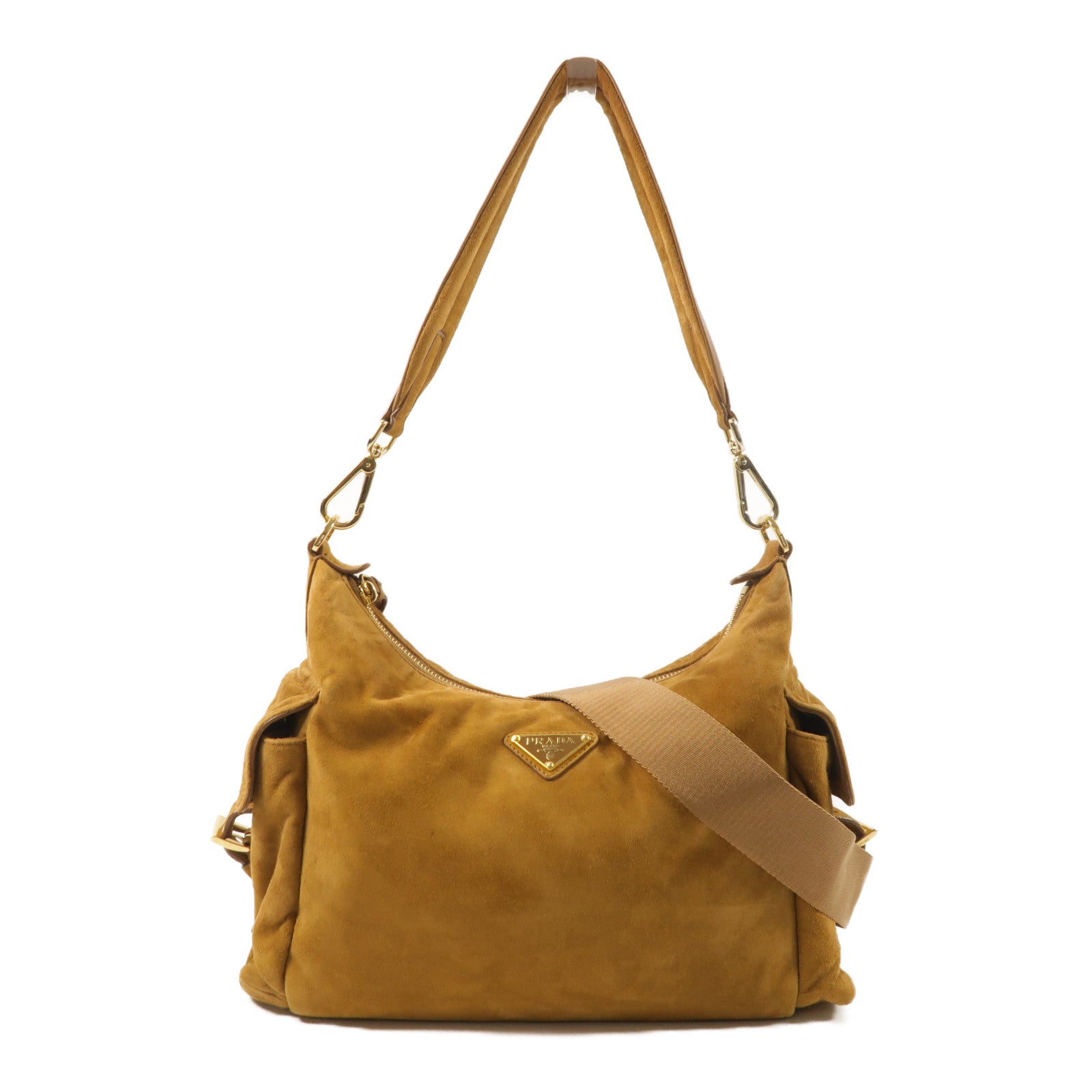 PRADA 麂皮皮革Aimee Bag手挽肩背兩用袋