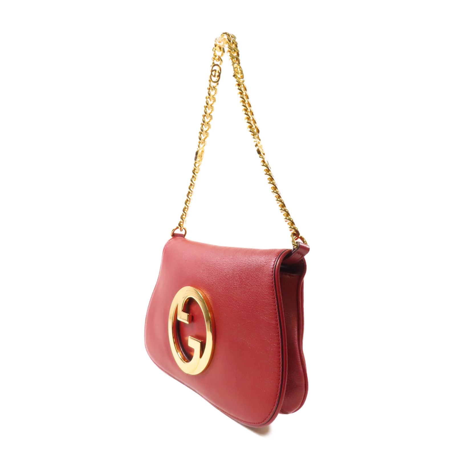 GUCCI 【激減優惠】牛皮皮革Blondie金扣肩背袋紅色
