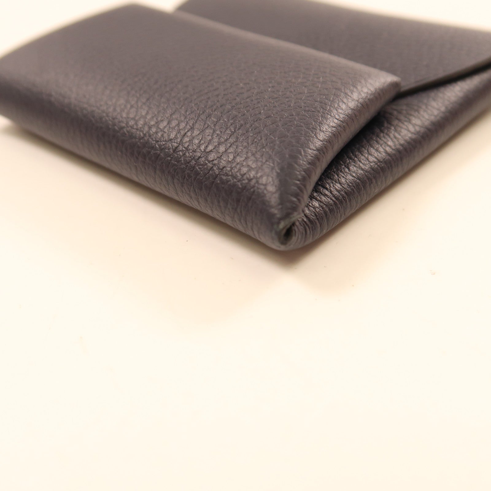 HERMES 【激減優惠】Clemence皮革Change Purse銀扣零錢包Navy