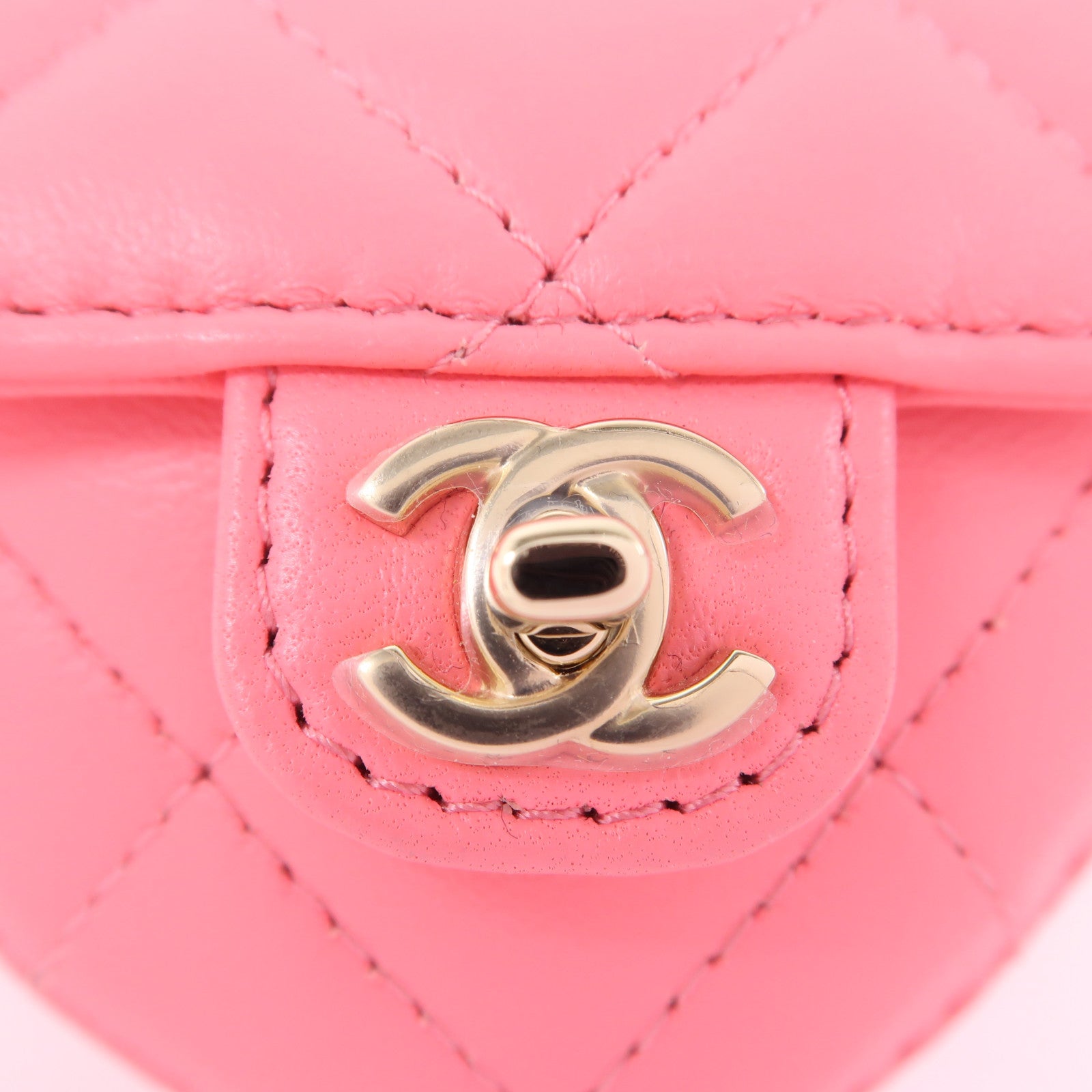 CHANEL 菱格羊皮皮革Coin Case金扣零錢包粉紅色