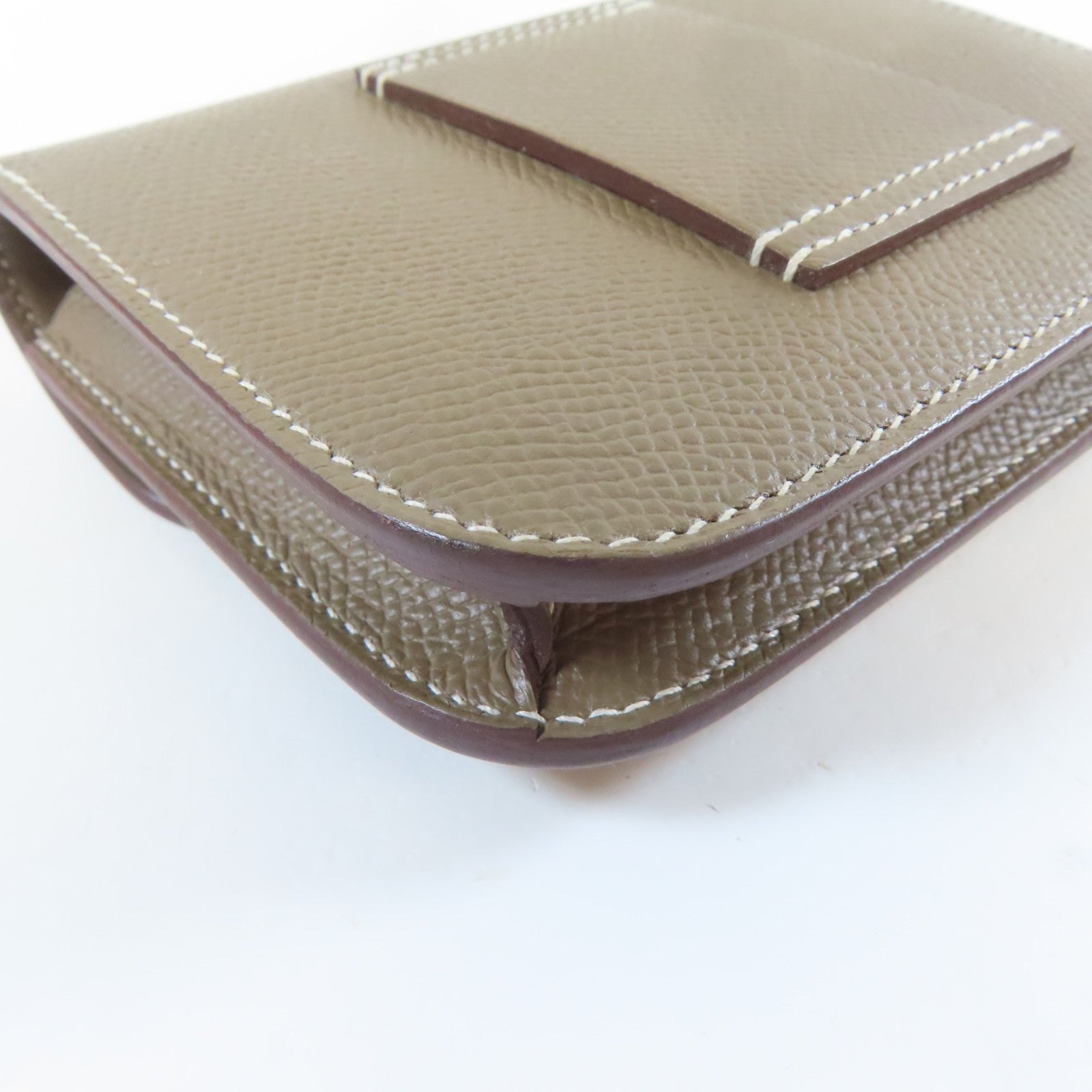 HERMES Epsom皮革Constance Slim金扣錢包大象灰色