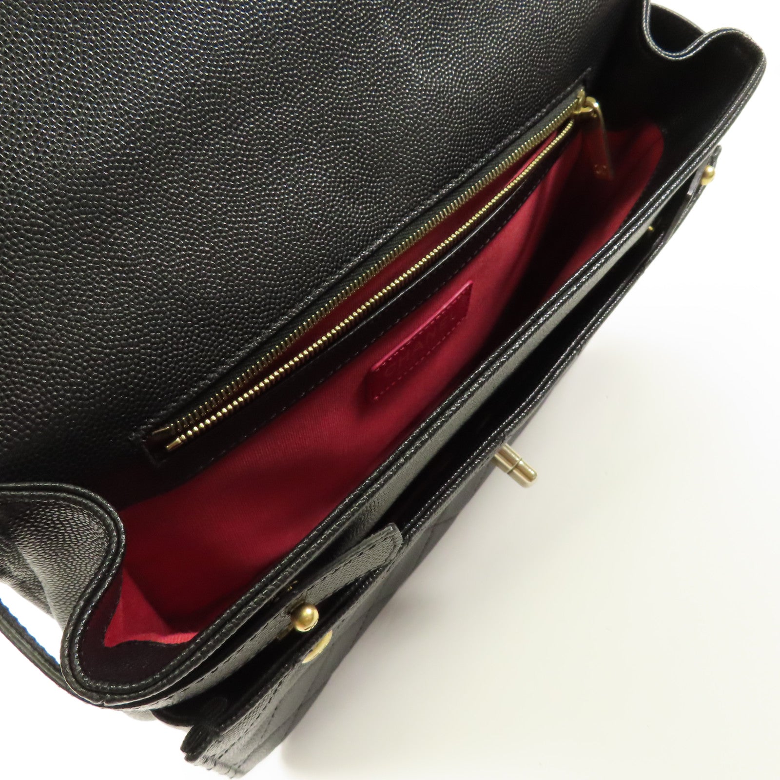 CHANEL 牛皮皮革Chain Shoulder金扣手挽肩背兩用袋