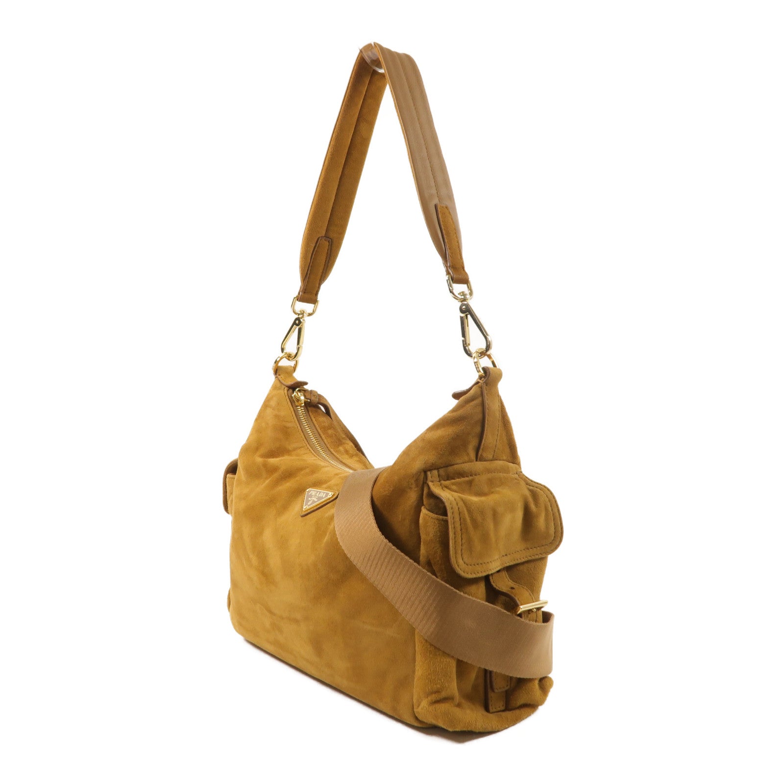 PRADA 麂皮皮革Aimee Bag手挽肩背兩用袋