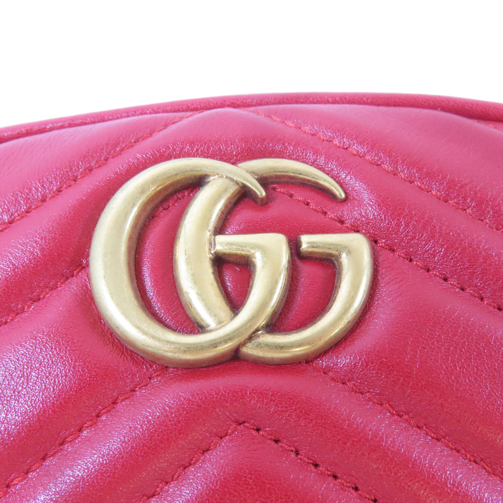 GUCCI 【激減優惠】牛皮皮革GG Marmont金扣腰包紅色