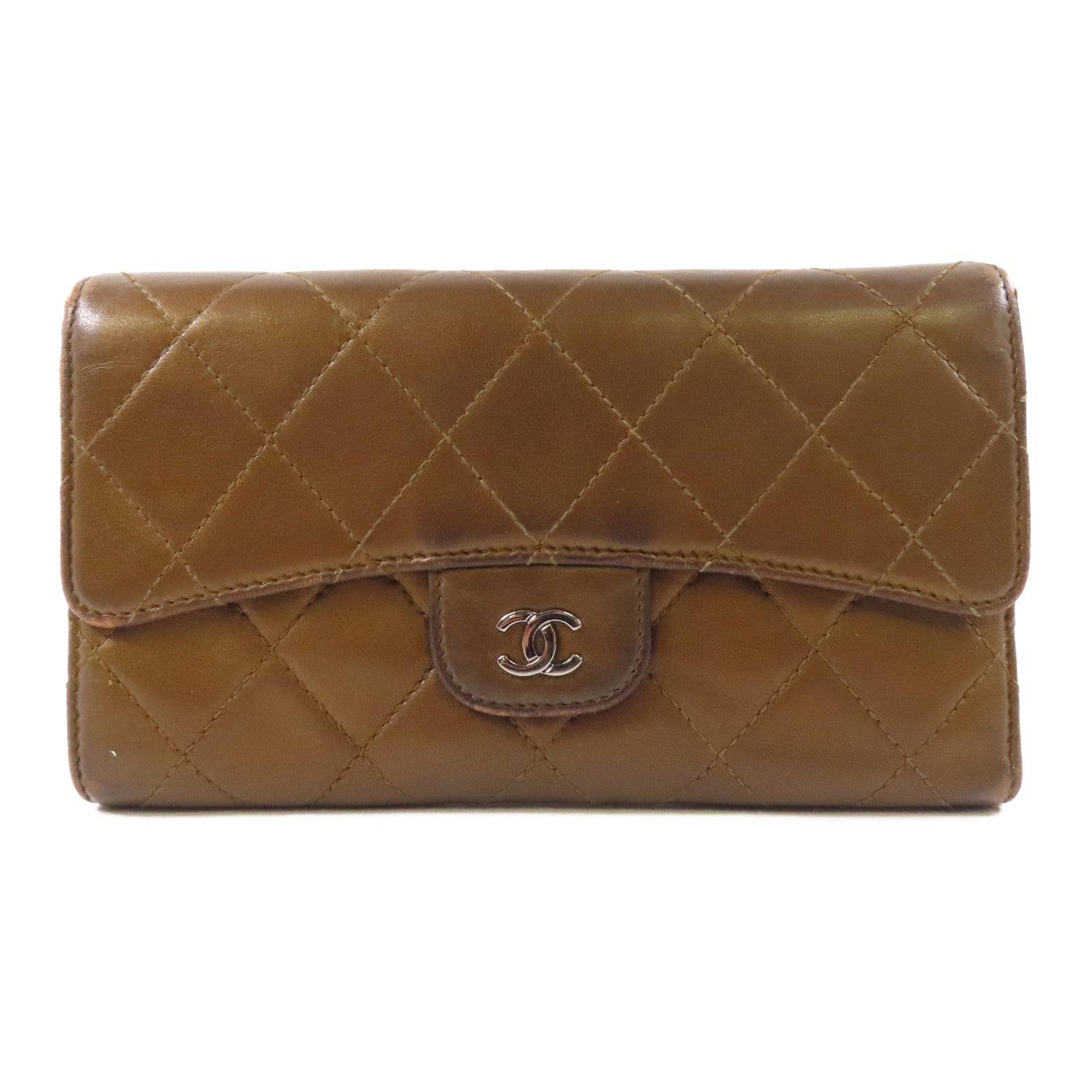 CHANEL 【激減優惠】羊皮皮革Long Wallet銀扣長錢包
