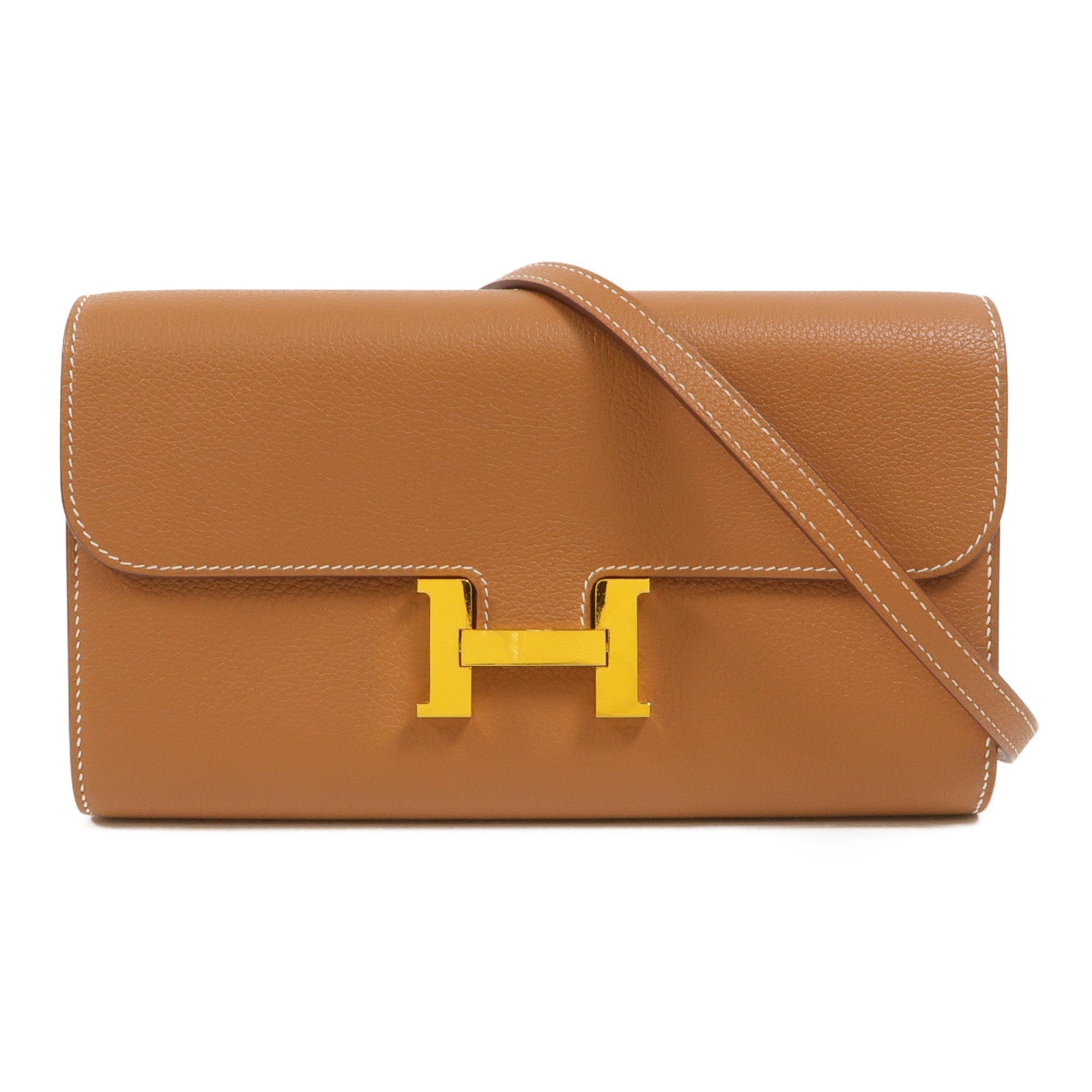 HERMES Evercolor皮革Constance To Go肩背袋Gold