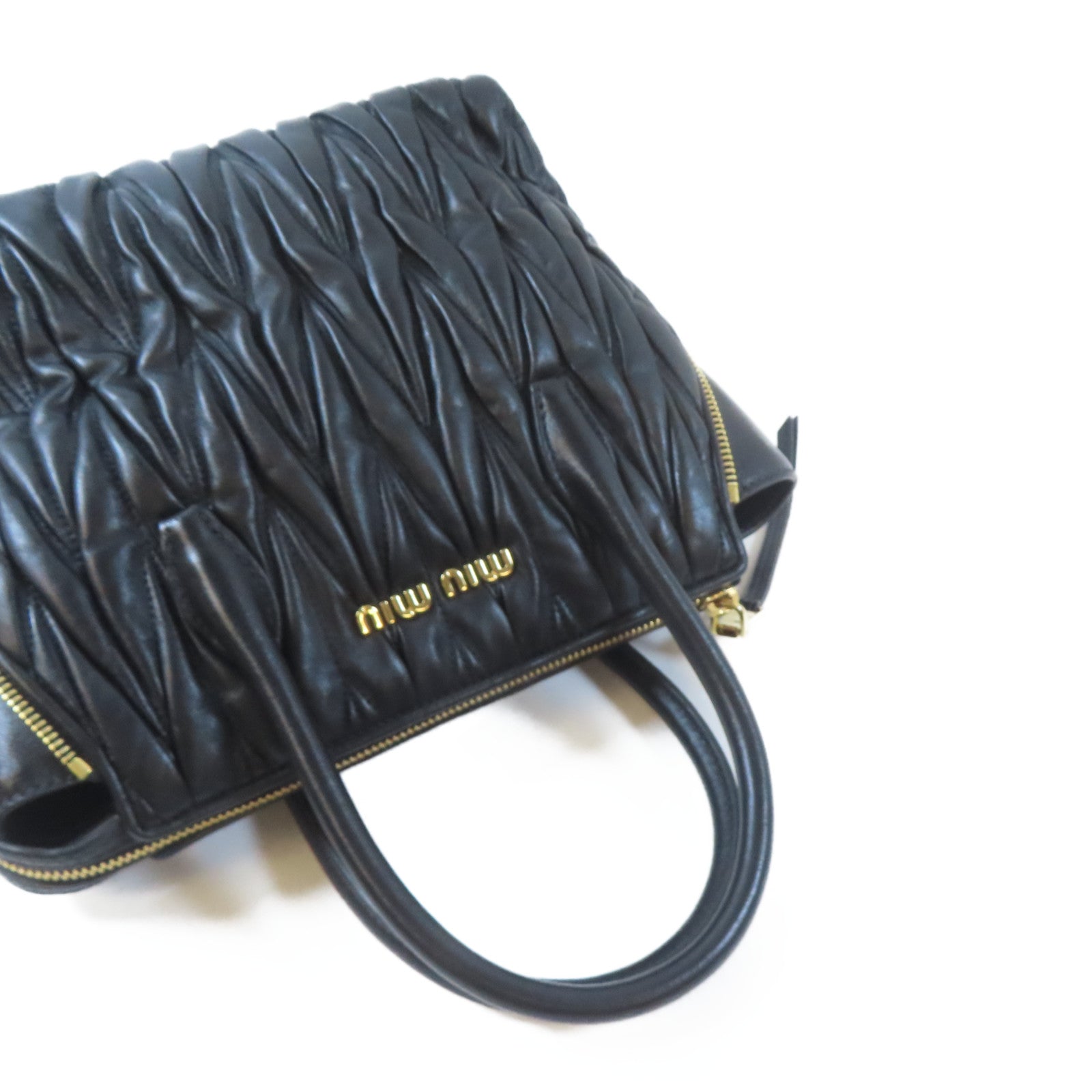 Miu Miu 牛皮皮革2 Way Shoulder Bag金扣手挽肩背兩用袋黑色
