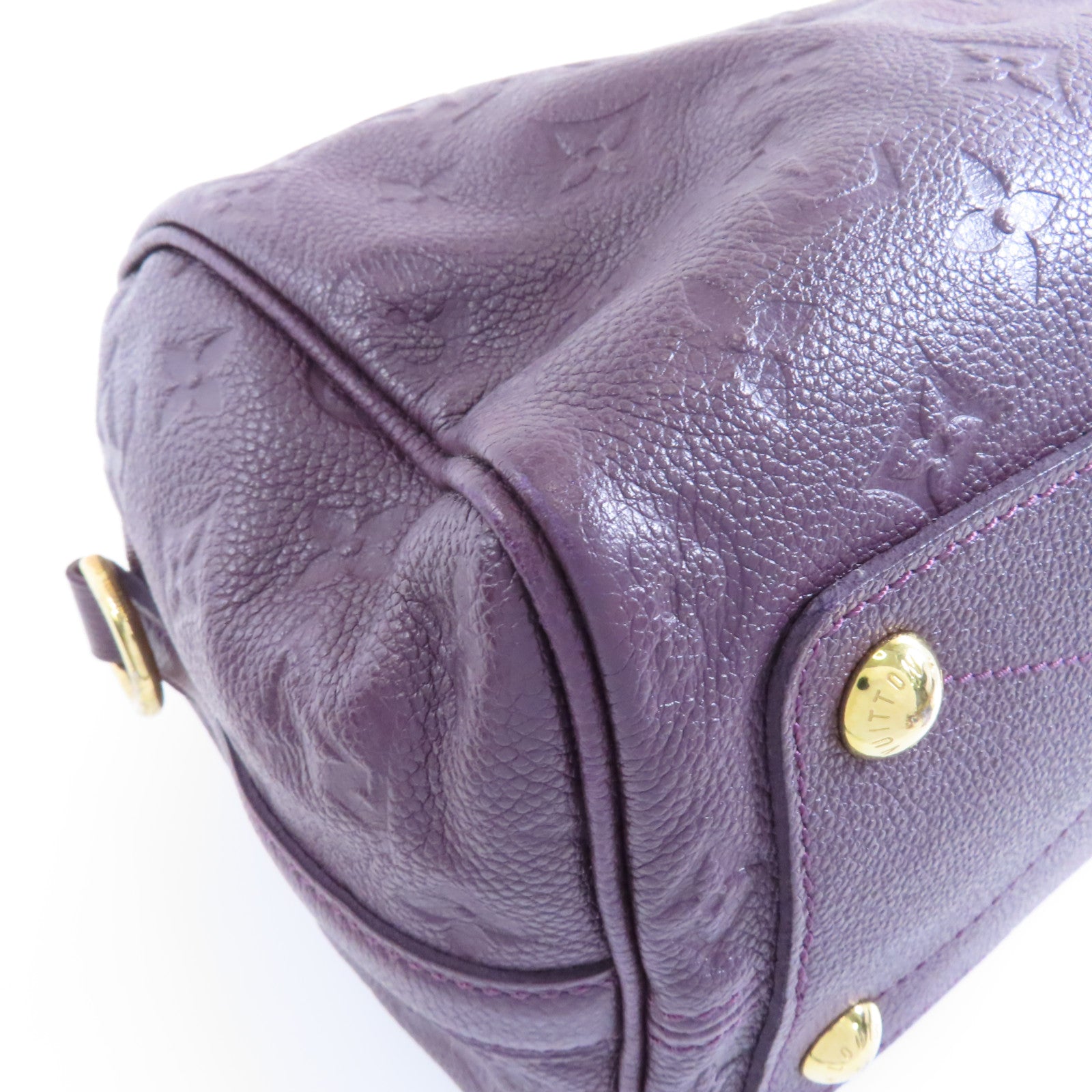 LOUIS VUITTON Monogram Empreinte Bandolier Speedy 25金扣手挽肩背兩用袋紫色