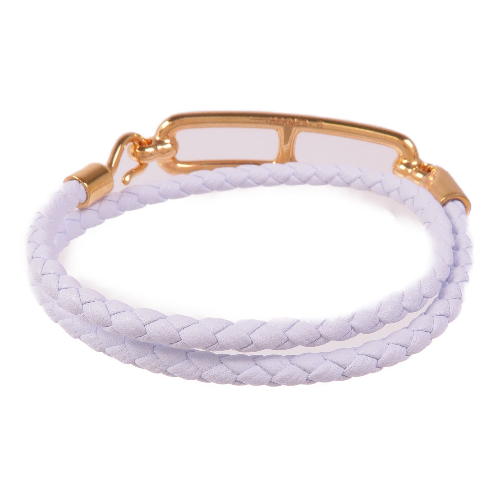 HERMES Swift皮革Roulis Double Tour手鏈T0 Blue Brume