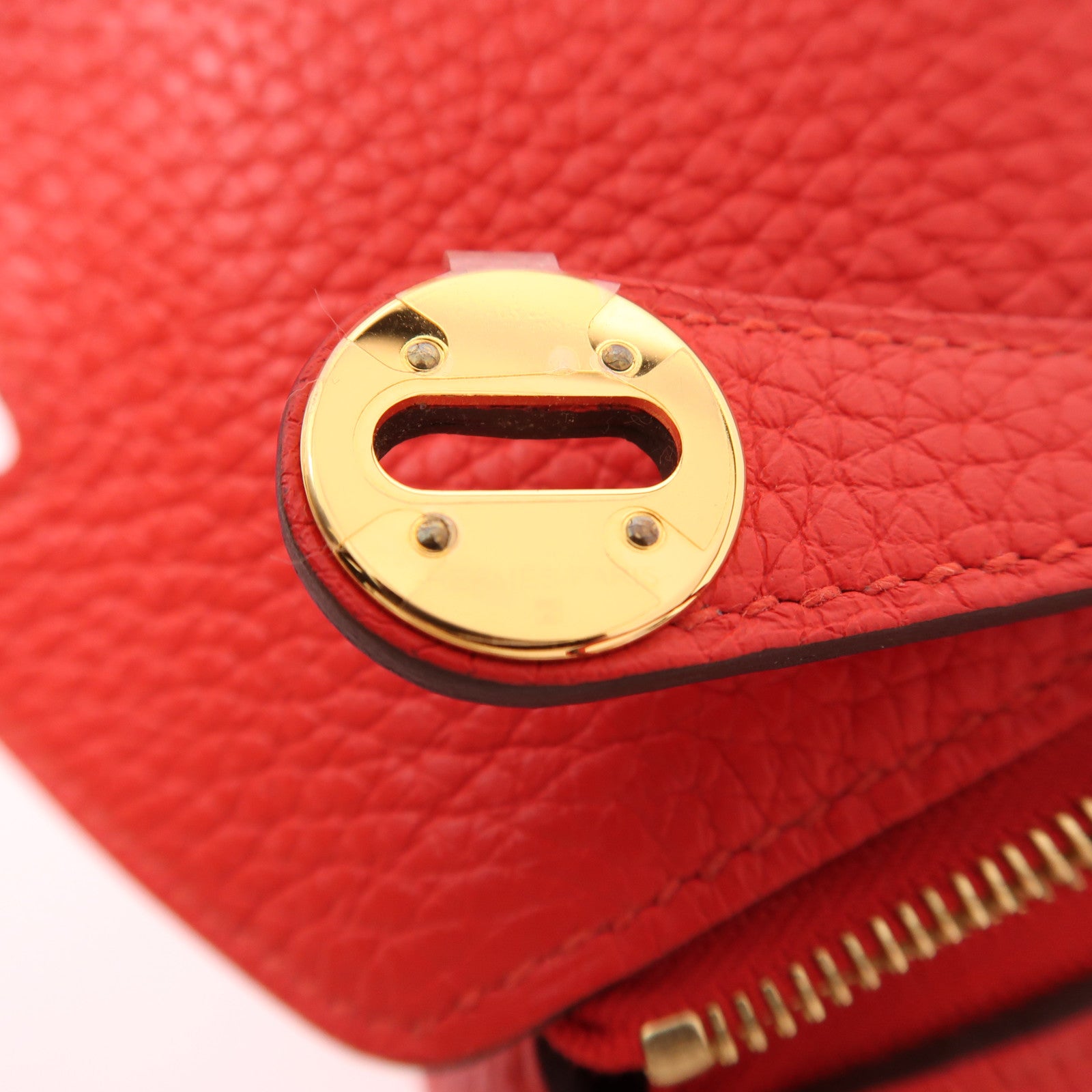 HERMES【激減優惠】 Clemence皮革Mini Lindy金扣手挽肩背兩用袋Rouge De Coeur