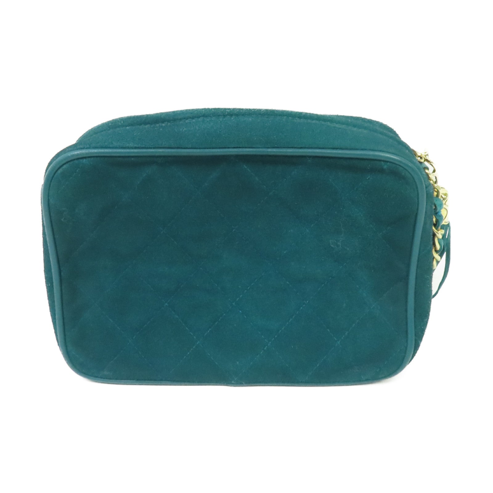 CHANEL 【激減優惠】菱格麂皮皮革Vintage Camera Bag金扣肩背袋綠色
