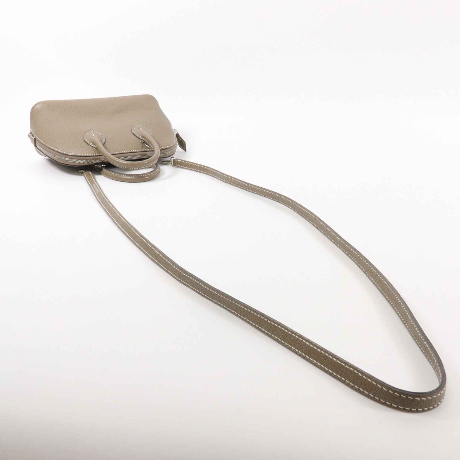 HERMES Chevre皮革Mini Bolide手挽肩背兩用袋Etoupe