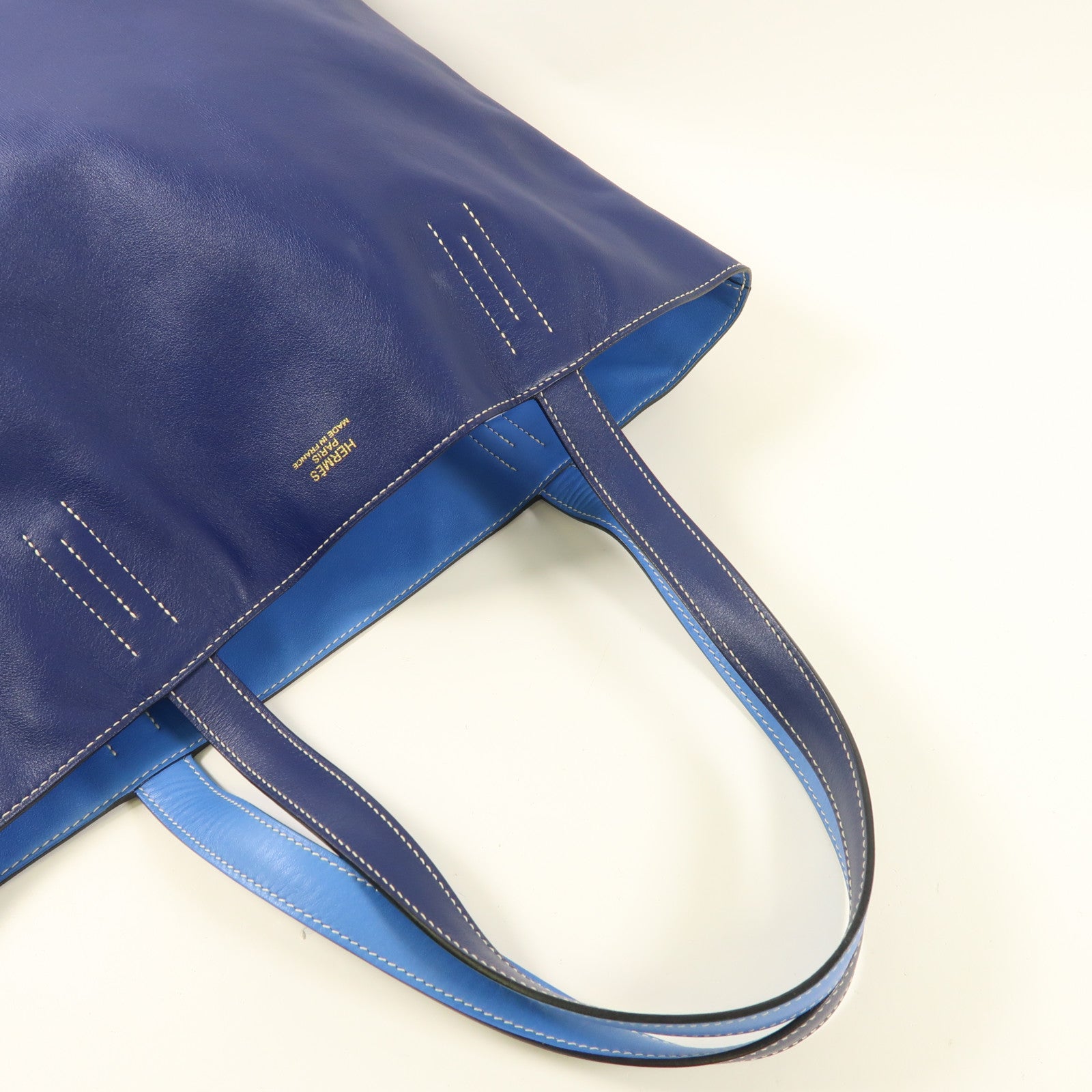 HERMES Swift皮革Double Sens肩背袋/手挽袋Bleu Hydra