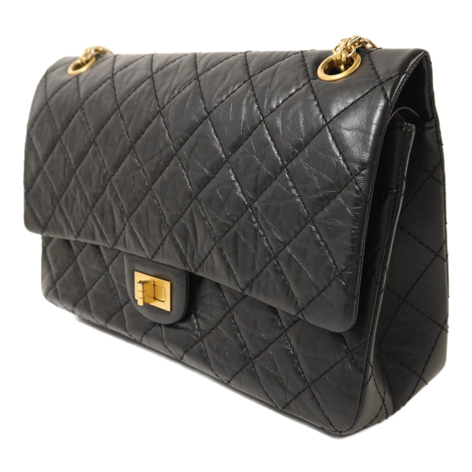 CHANEL 牛皮皮革2.55 Medium金扣鏈帶肩背袋