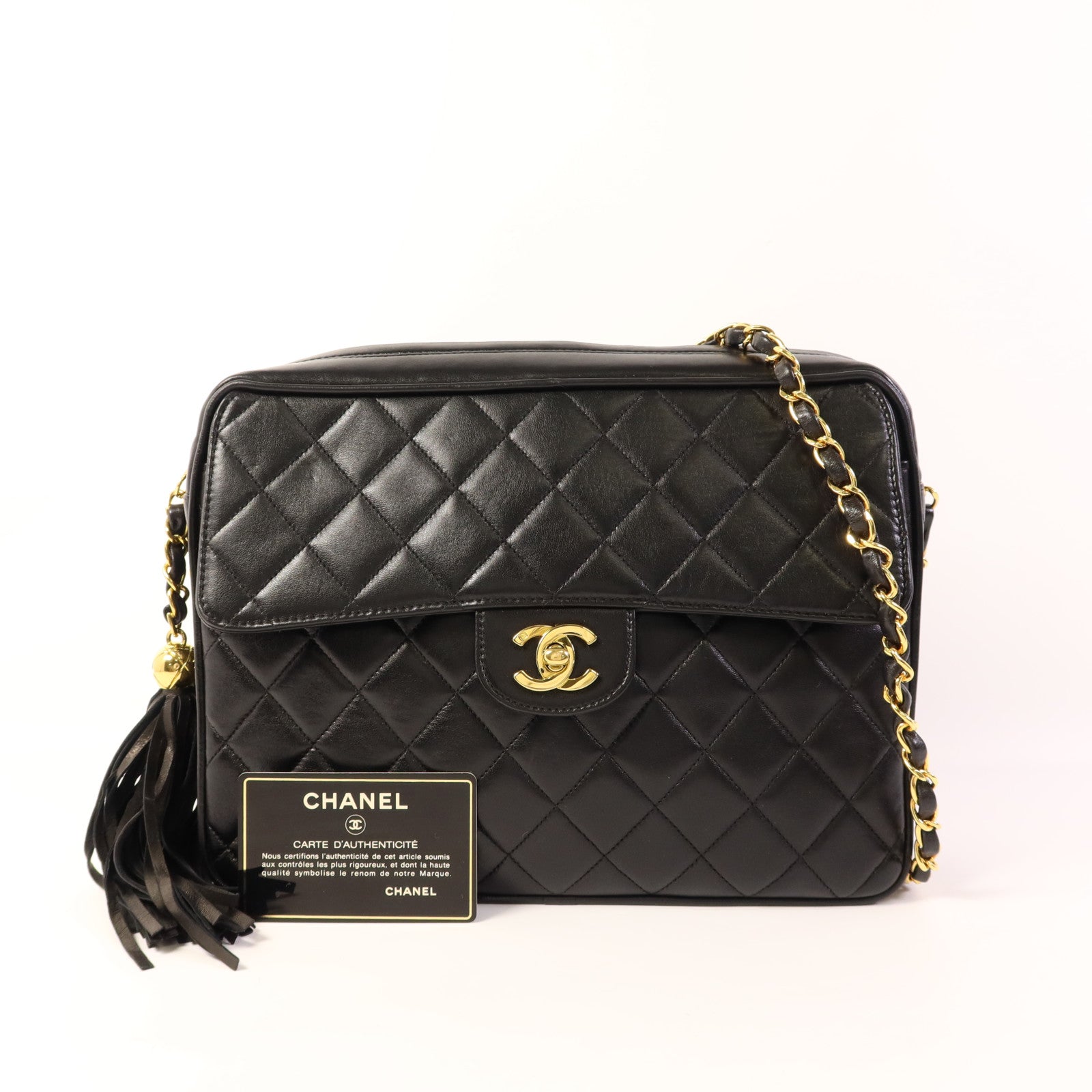 CHANEL 羊皮皮革Chain Shoulder金扣鏈帶肩背袋