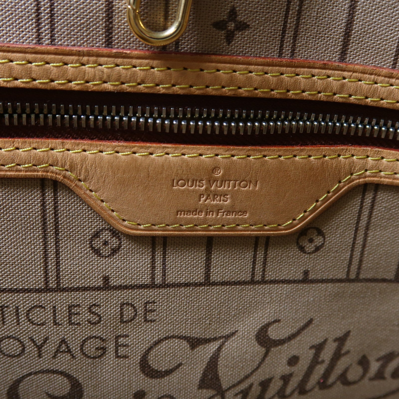 LOUIS VUITTON Monogram Neverfull GM金扣手挽袋啡色