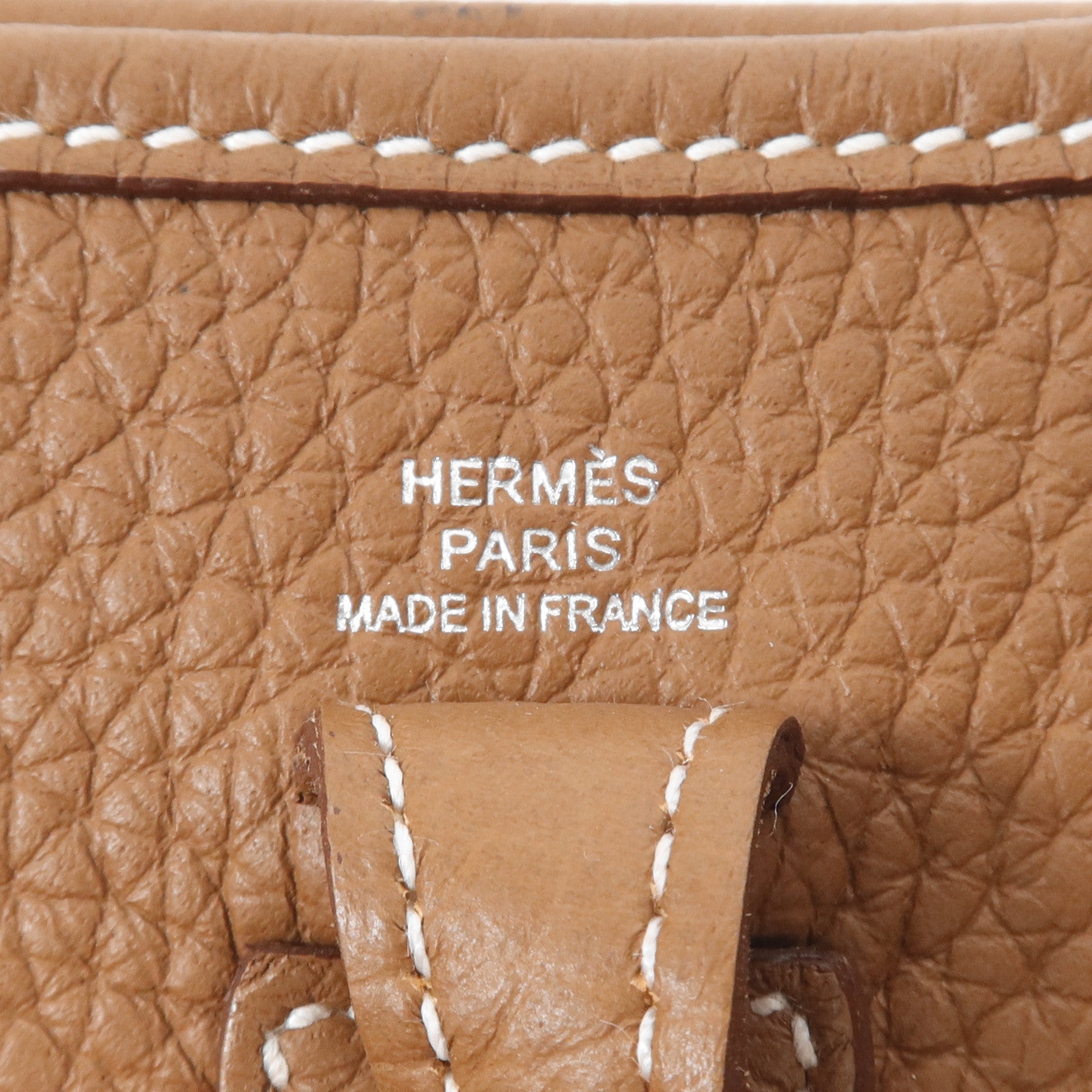 HERMES Clemence皮革Evelyne TPM銀扣肩背袋Gold