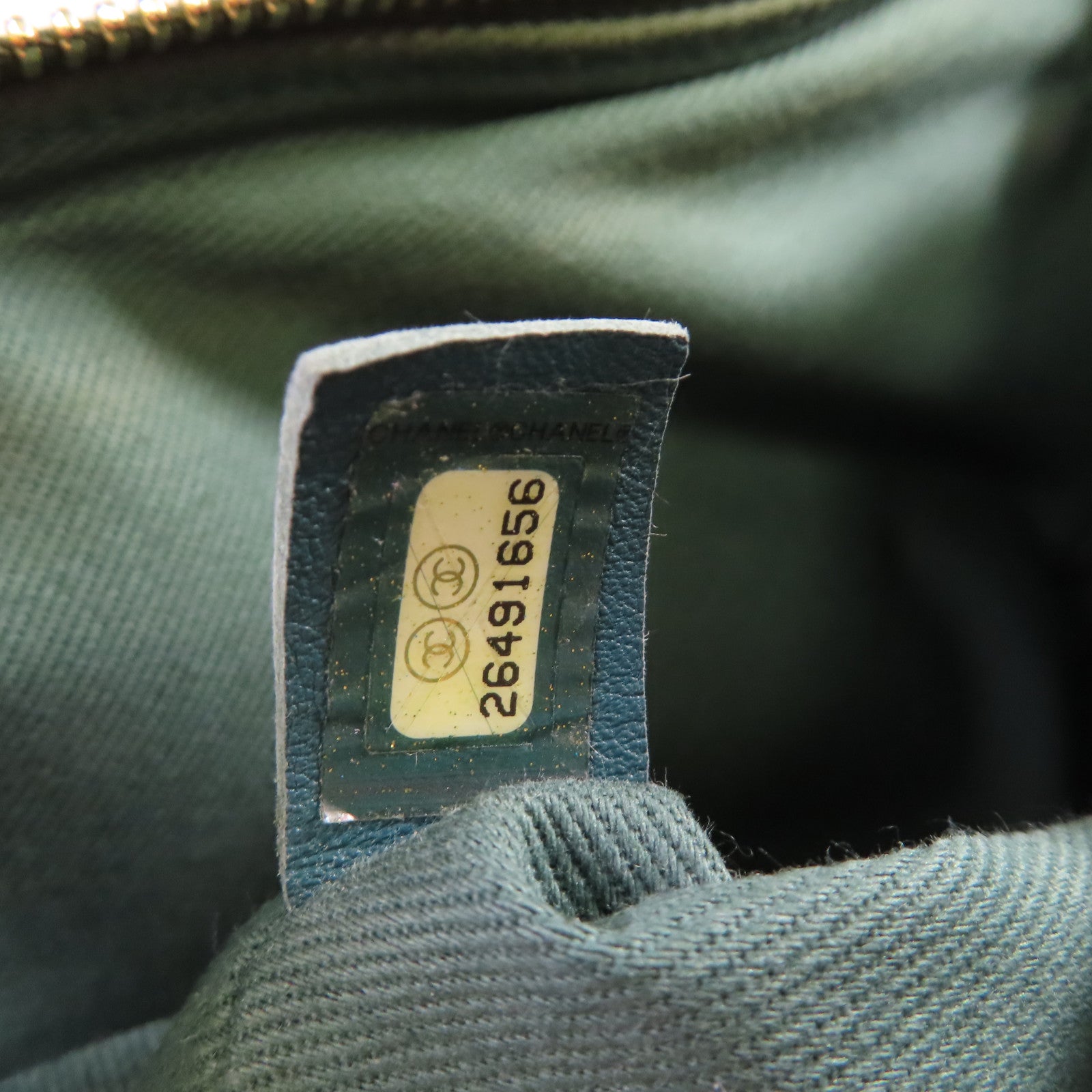 CHANEL 菱格斜紋軟呢Chain Shoulder Bag金扣鏈帶肩背袋綠色