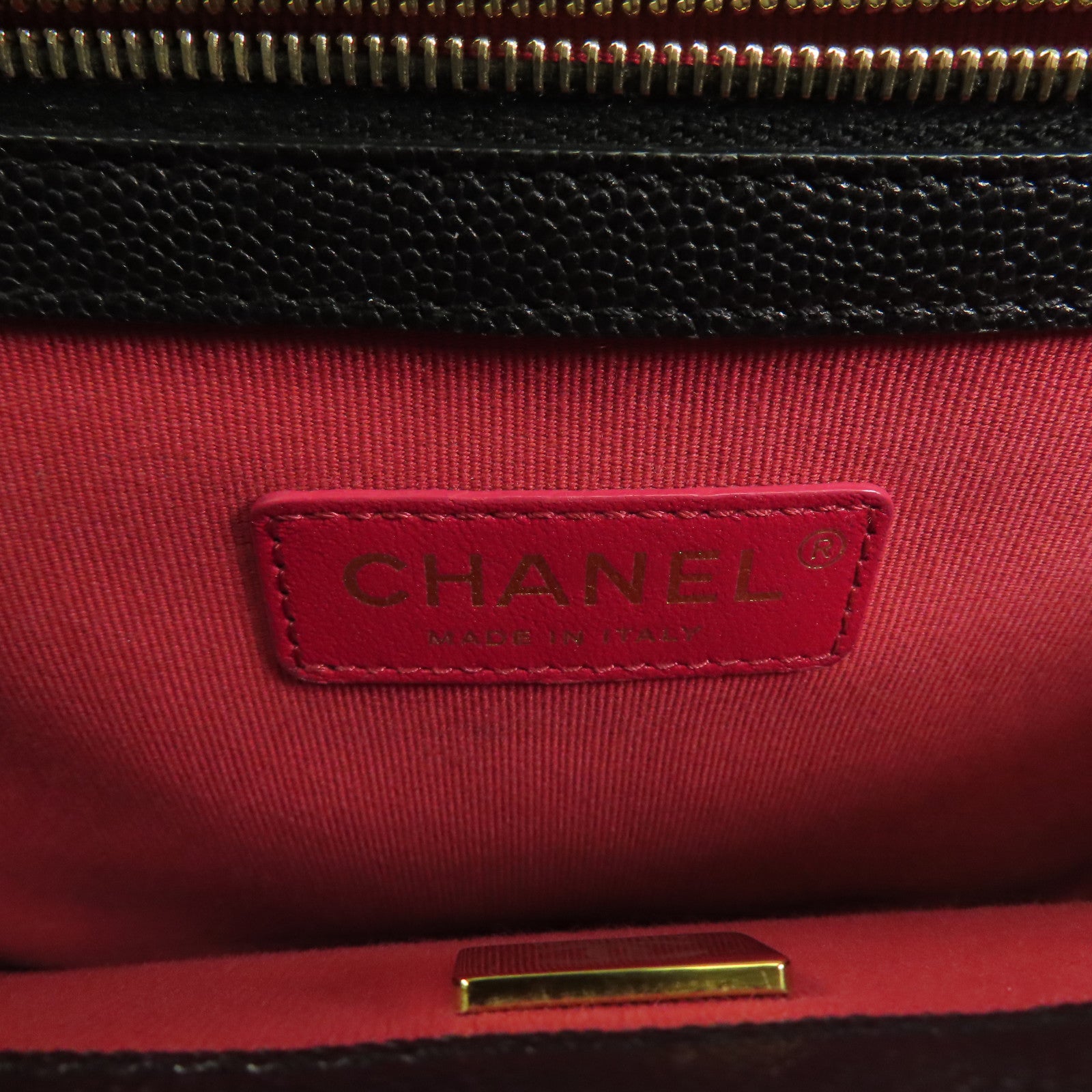 CHANEL 牛皮皮革Chain Shoulder金扣手挽肩背兩用袋