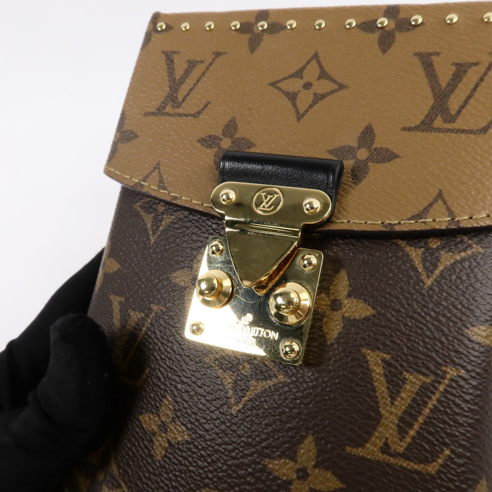 LOUIS VUITTON Monogram/Monogram Reverse Camera Box金扣鏈帶手挽肩背兩用袋