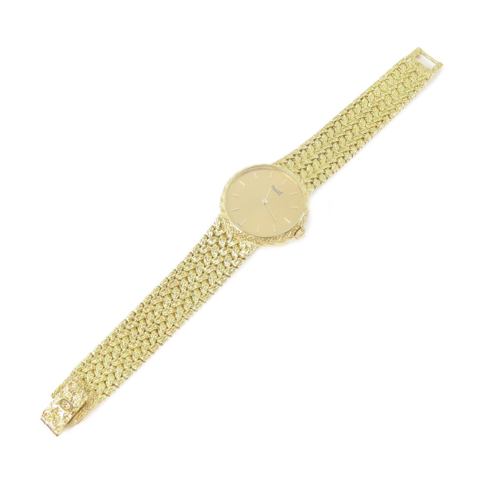 PIAGET Daniel Mink 18K黃金手錶石英機芯金色#13.25cm