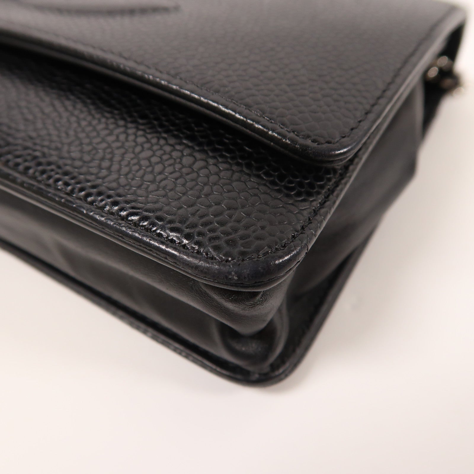 CHANEL 牛皮皮革Chain Shoulder銀扣鏈帶肩背袋