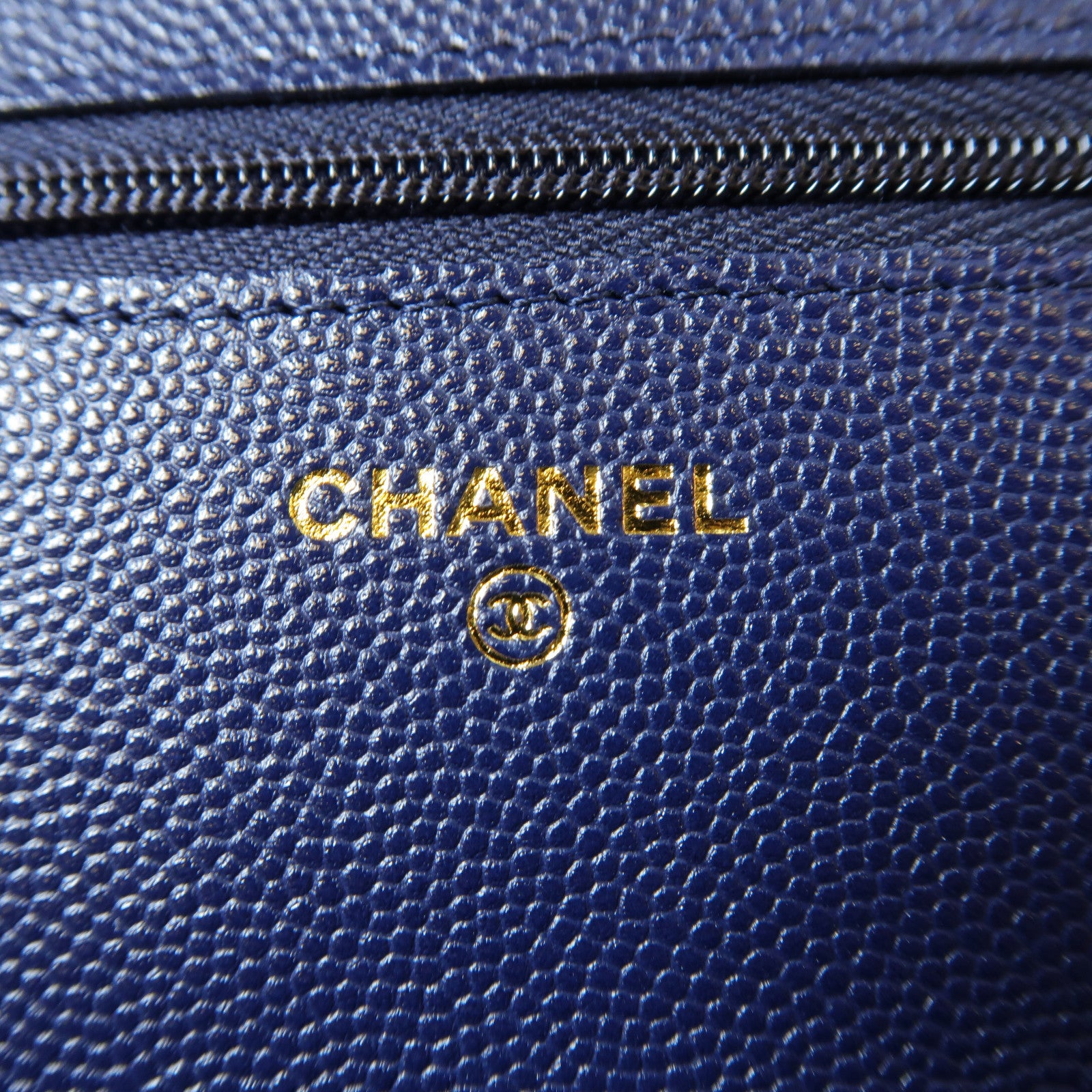 CHANEL 菱格牛皮皮革Wallet On Chain金扣鏈帶肩背袋藍色