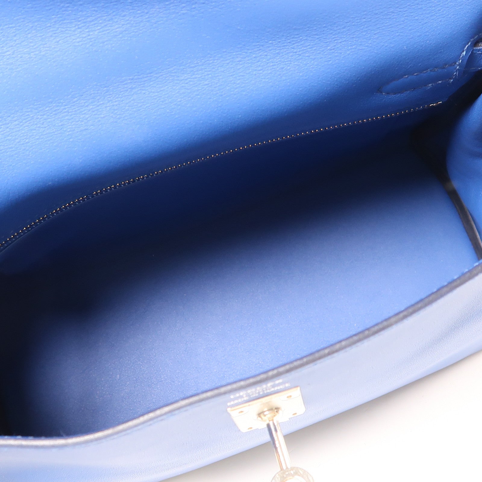 HERMES Swift皮革Kelly 25銀扣手挽肩背兩用袋Bleu France