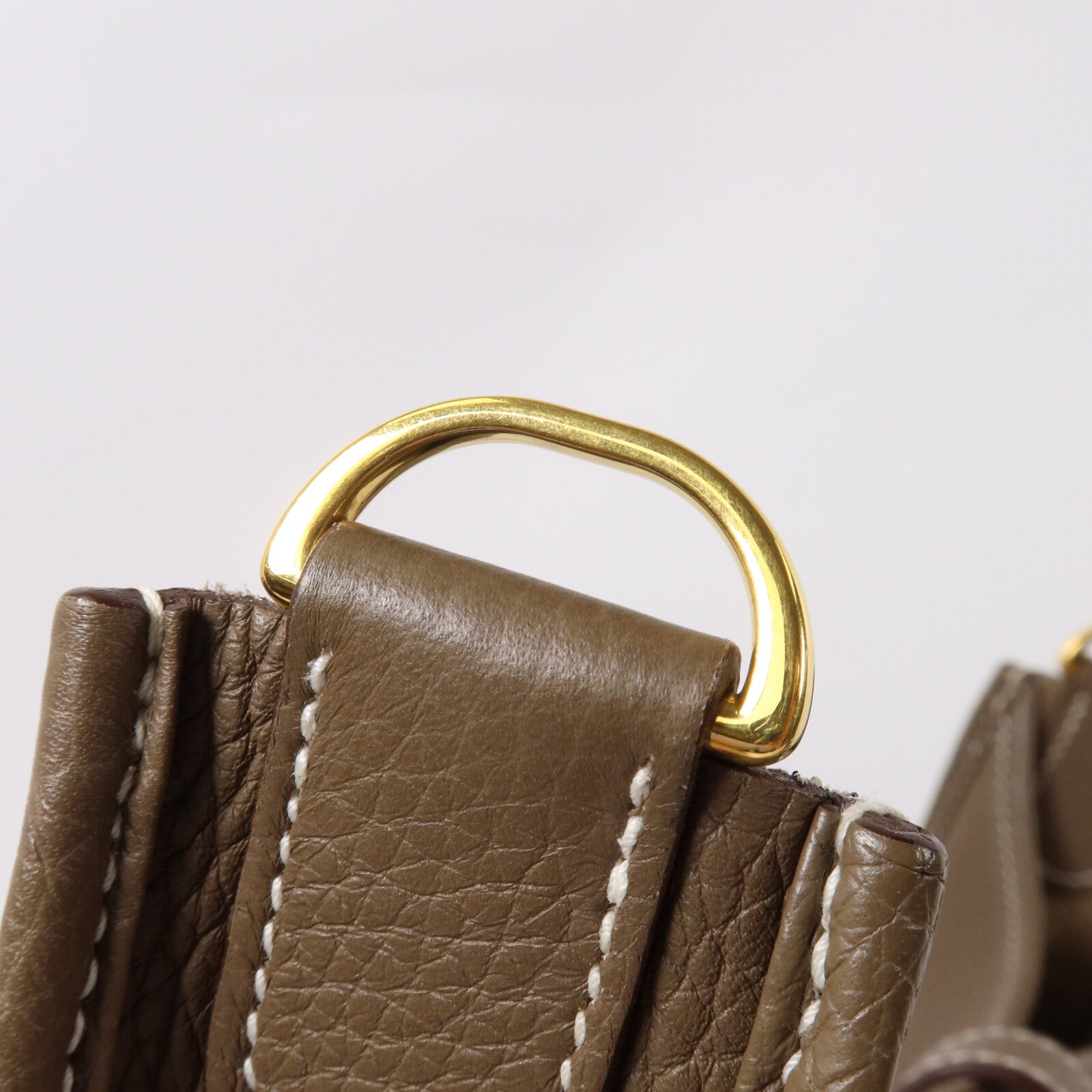 HERMES Clemence皮革Evelyne PM肩背袋Etoupe