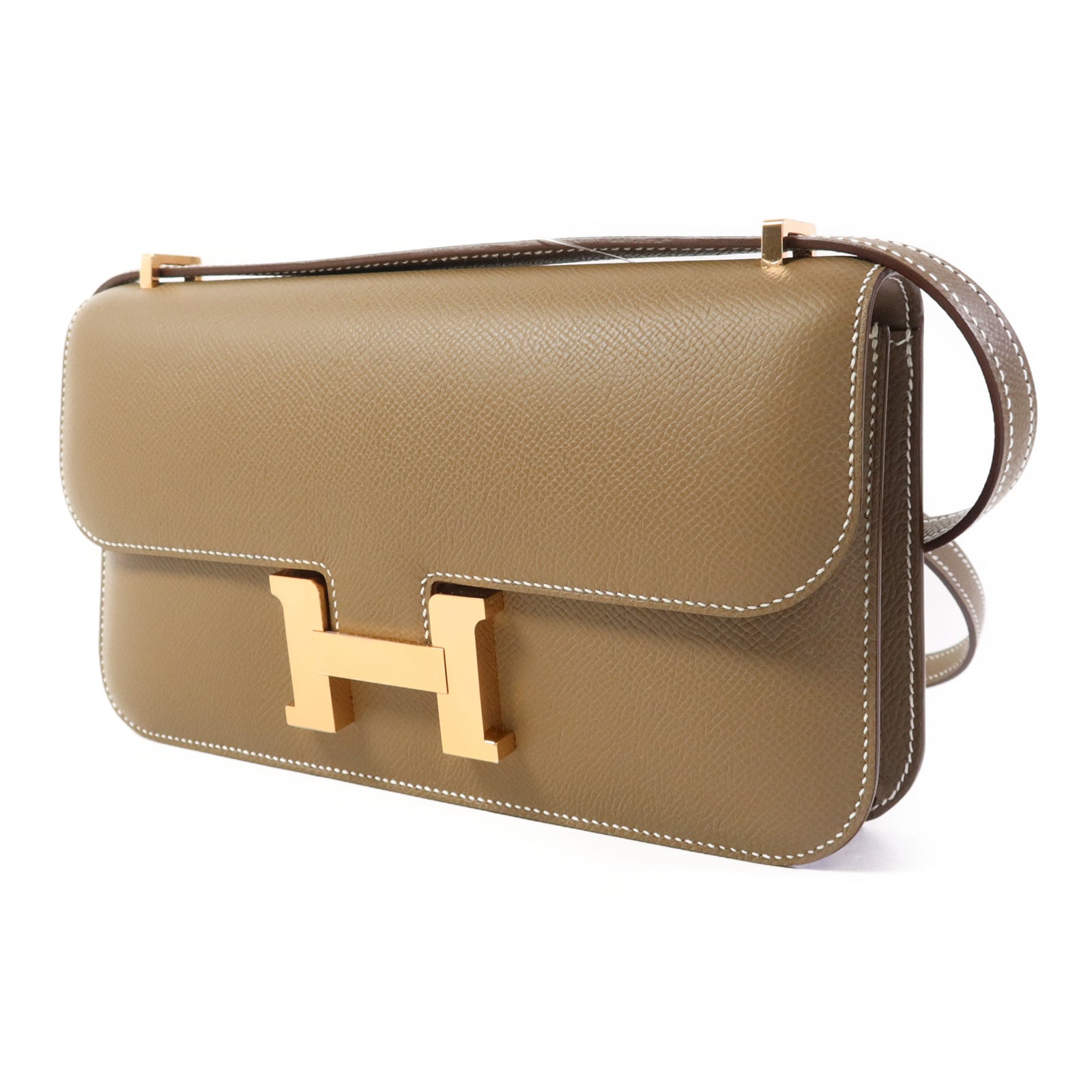 HERMES Epsom皮革Constance Elan金扣肩背袋Etoupe