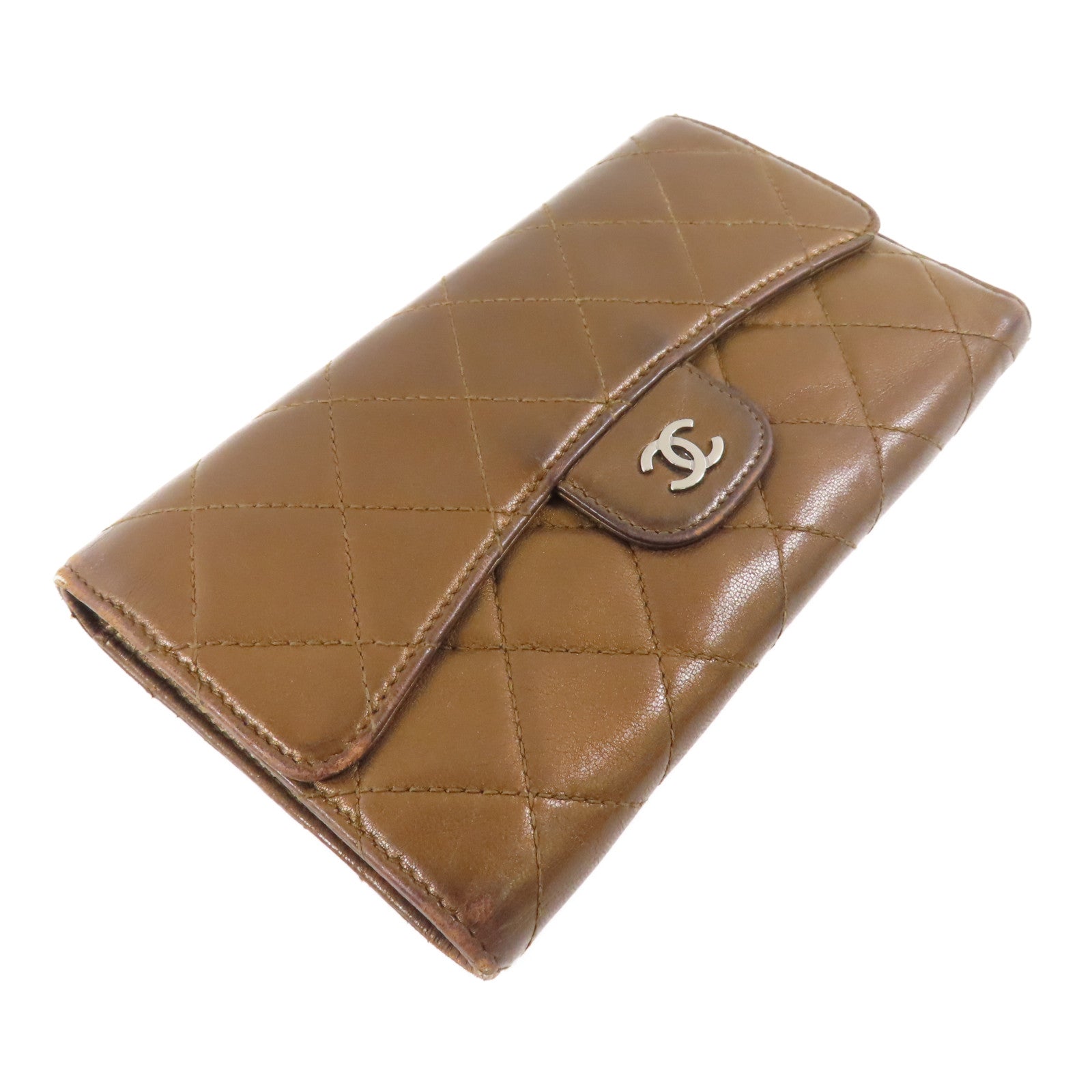 CHANEL 【激減優惠】羊皮皮革Long Wallet銀扣長錢包