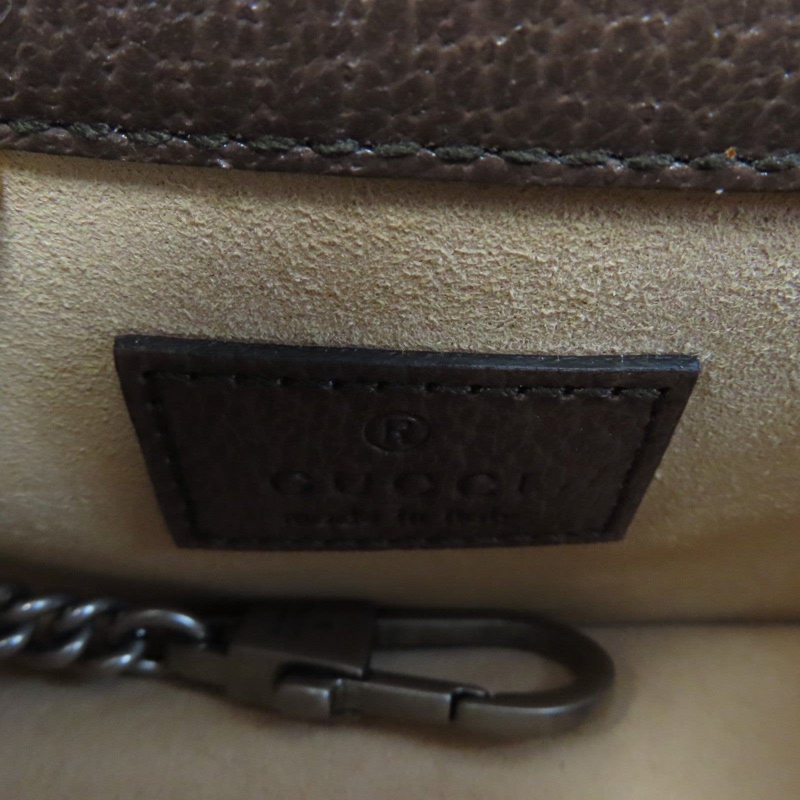 GUCCI 帆布Dionysus Mini銀扣鏈帶肩背袋啡色