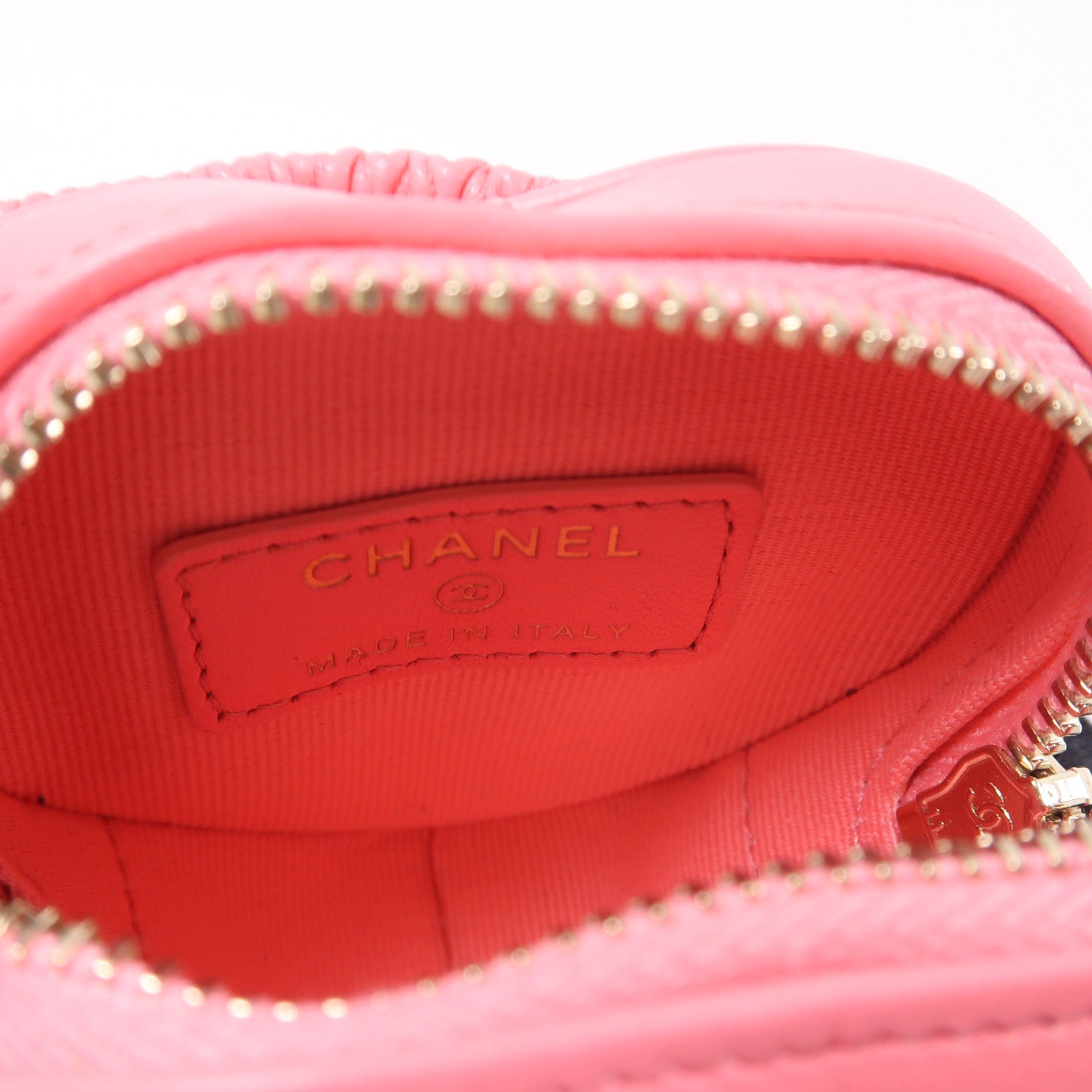 CHANEL 菱格羊皮皮革Coin Case金扣零錢包粉紅色
