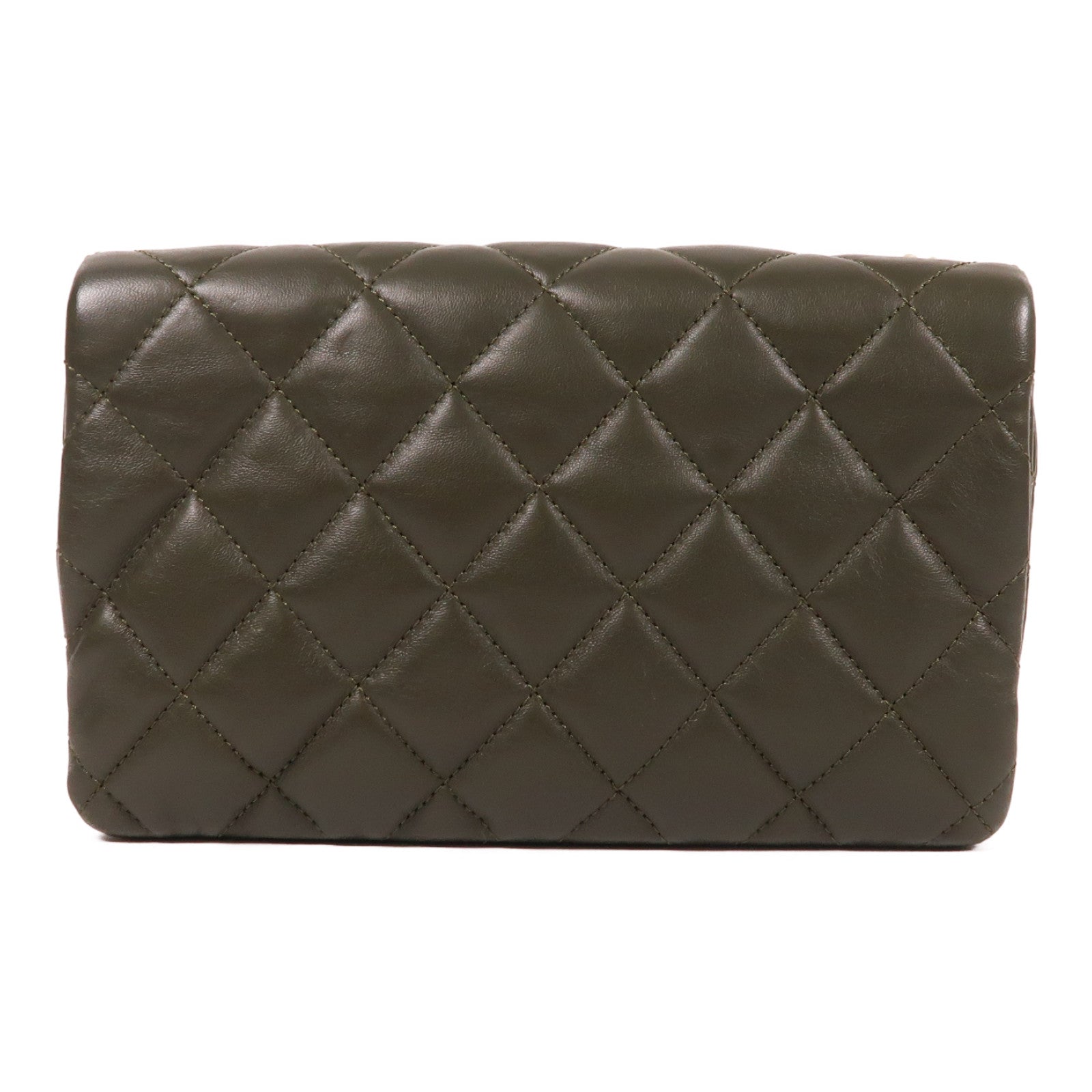 CHANEL 羊皮皮革Chain Shoulder金扣鏈帶肩背袋綠色