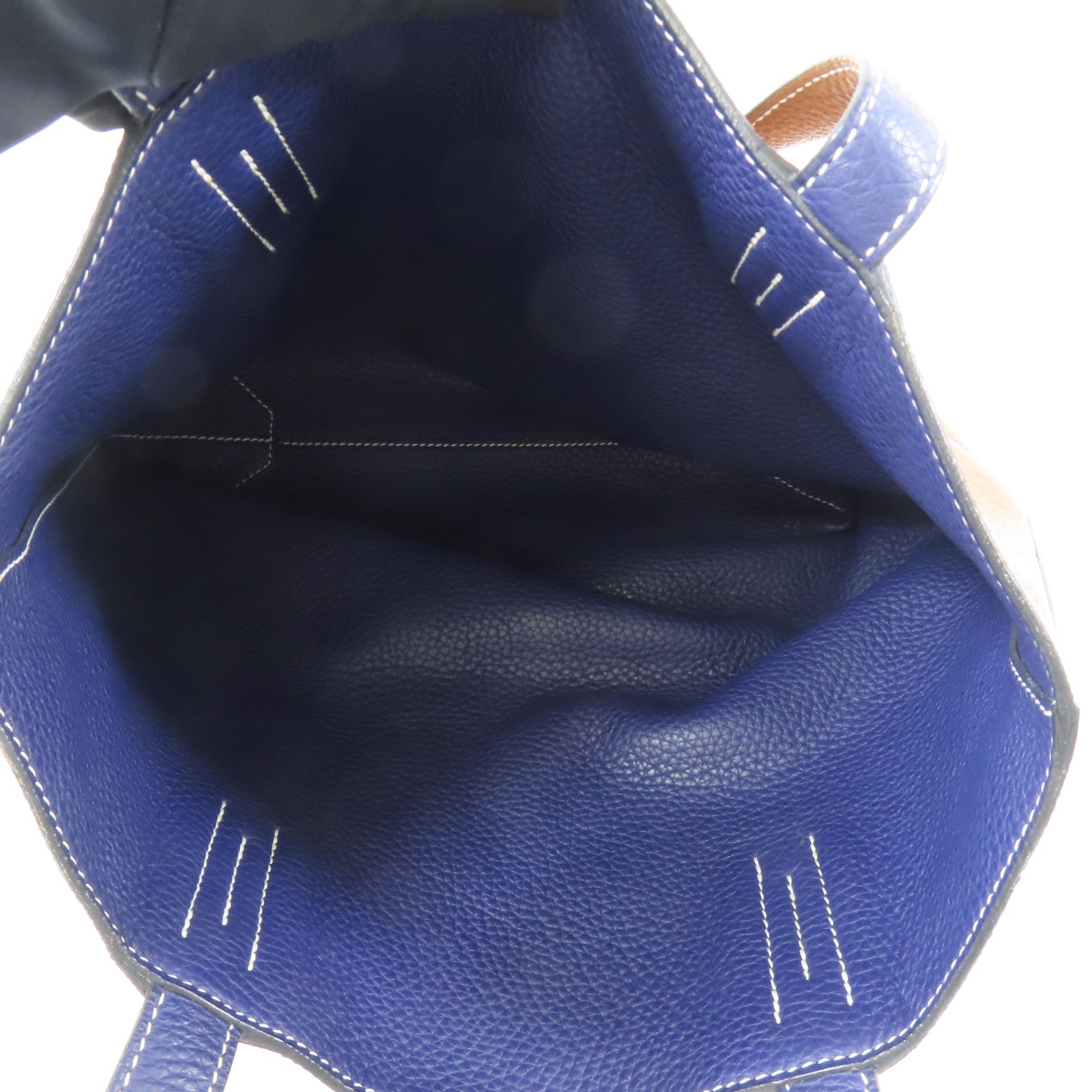 HERMES Clemence皮革Double Sens 28肩背袋Blue Encre/Gold