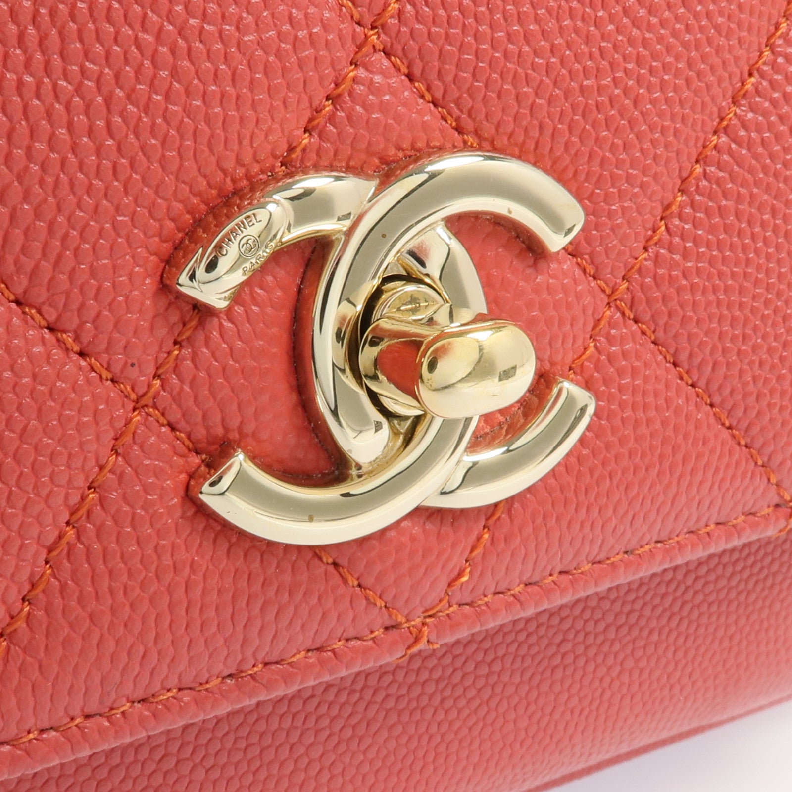 CHANEL 牛皮皮革2way Chain Shoulder Bag金扣手挽肩背兩用袋