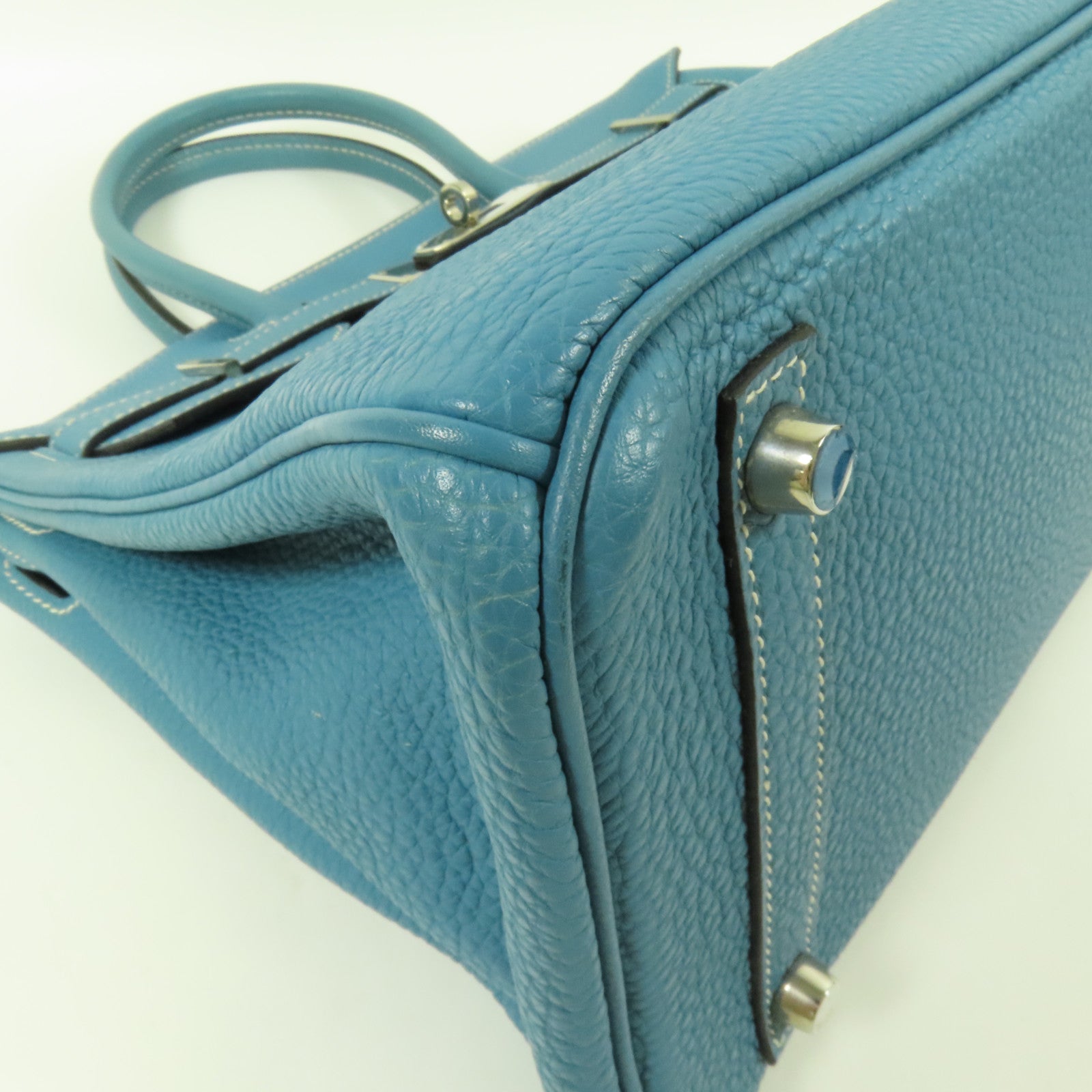 HERMES Togo皮革Birkin 30銀扣手挽袋Blue Jean