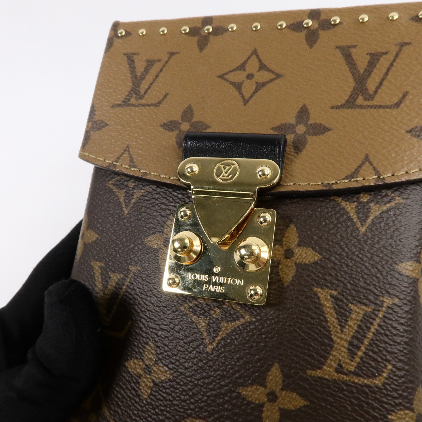 LOUIS VUITTON Monogram/Monogram Reverse Camera Box金扣鏈帶手挽肩背兩用袋
