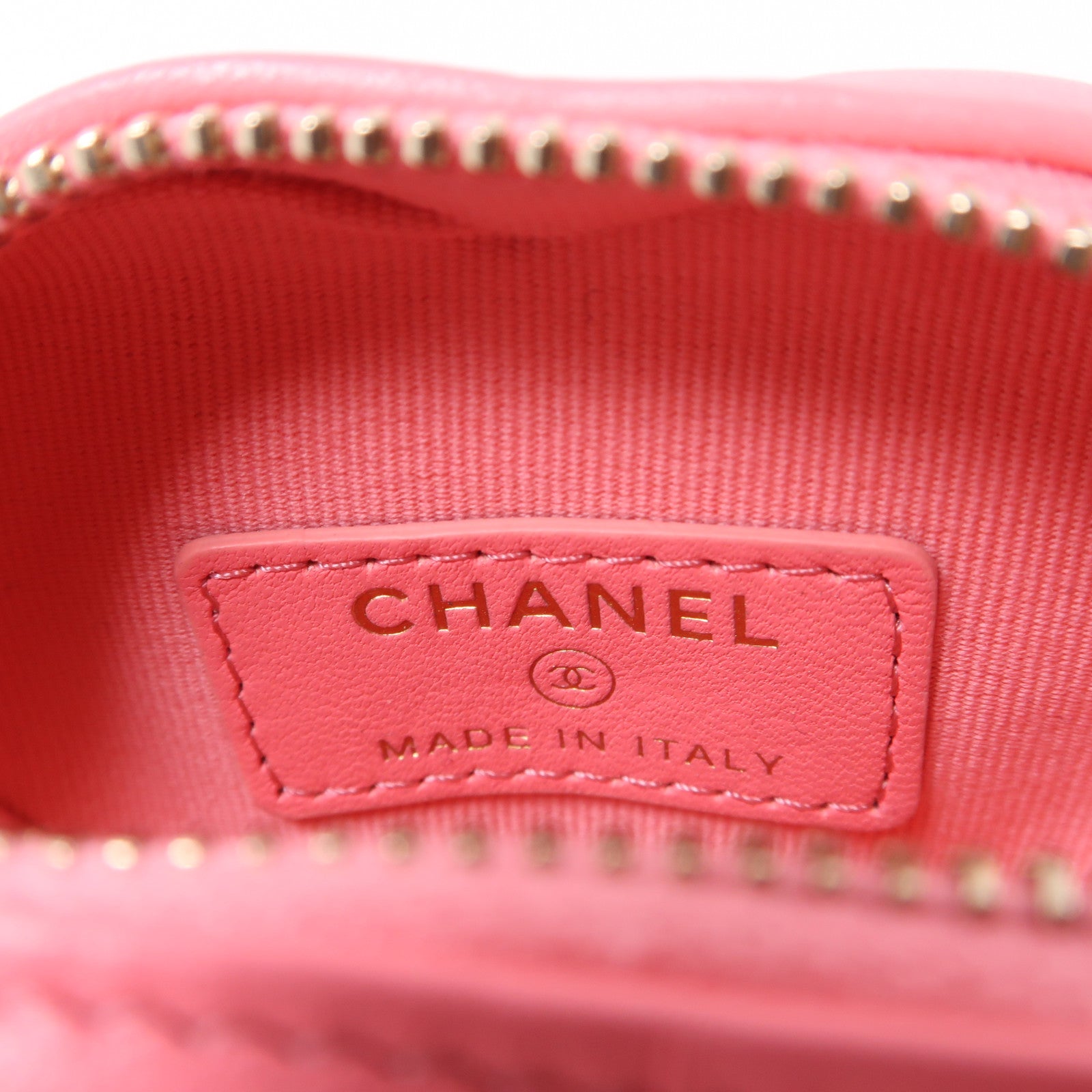 CHANEL 菱格羊皮皮革Coin Case金扣零錢包粉紅色