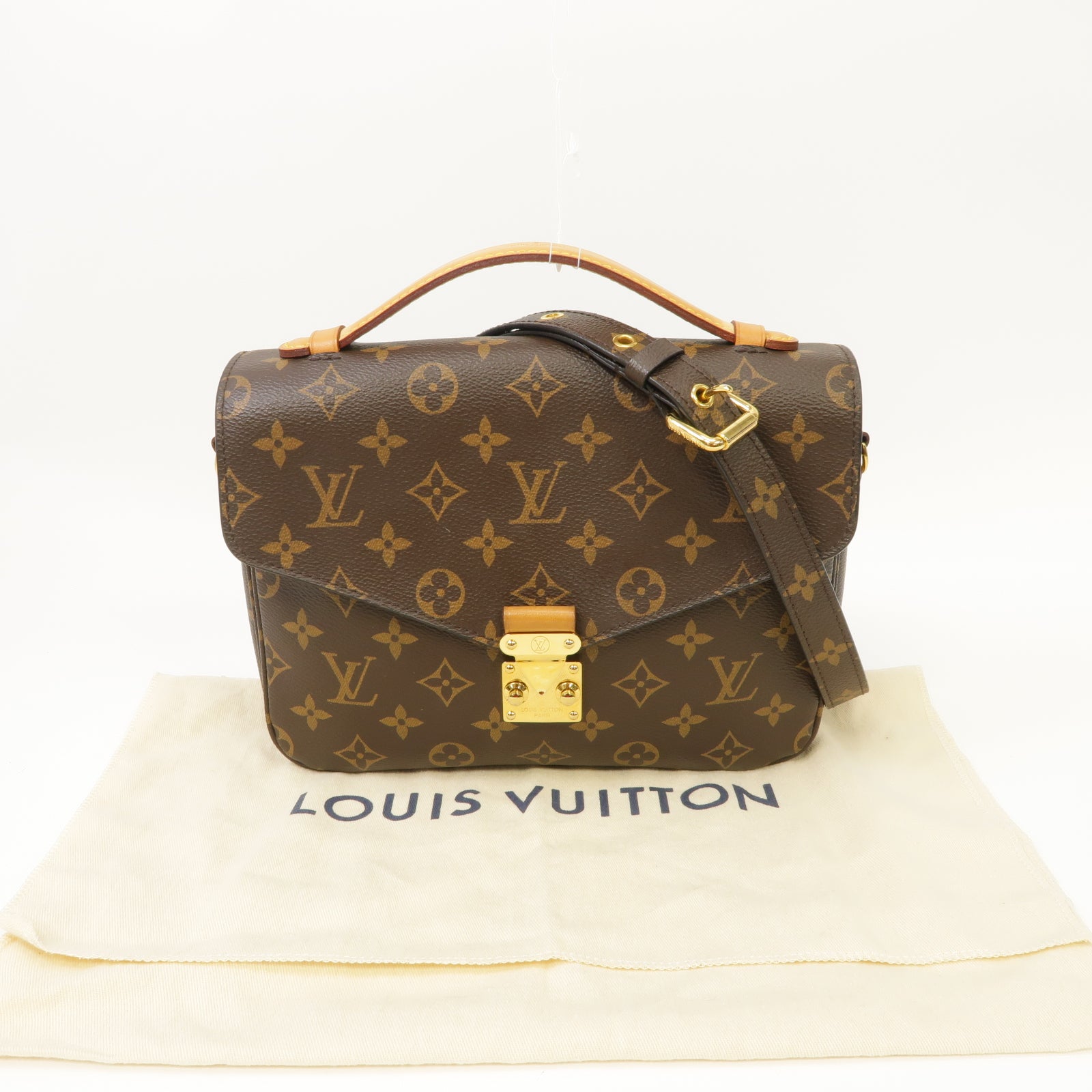 LOUIS VUITTON Monogram Pochette Metis金扣手挽肩背兩用袋啡色