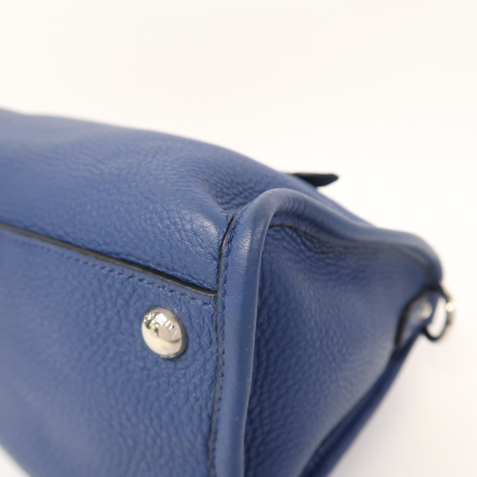 PRADA 牛皮皮革2 Way Shoulder銀扣手挽肩背兩用袋藍色