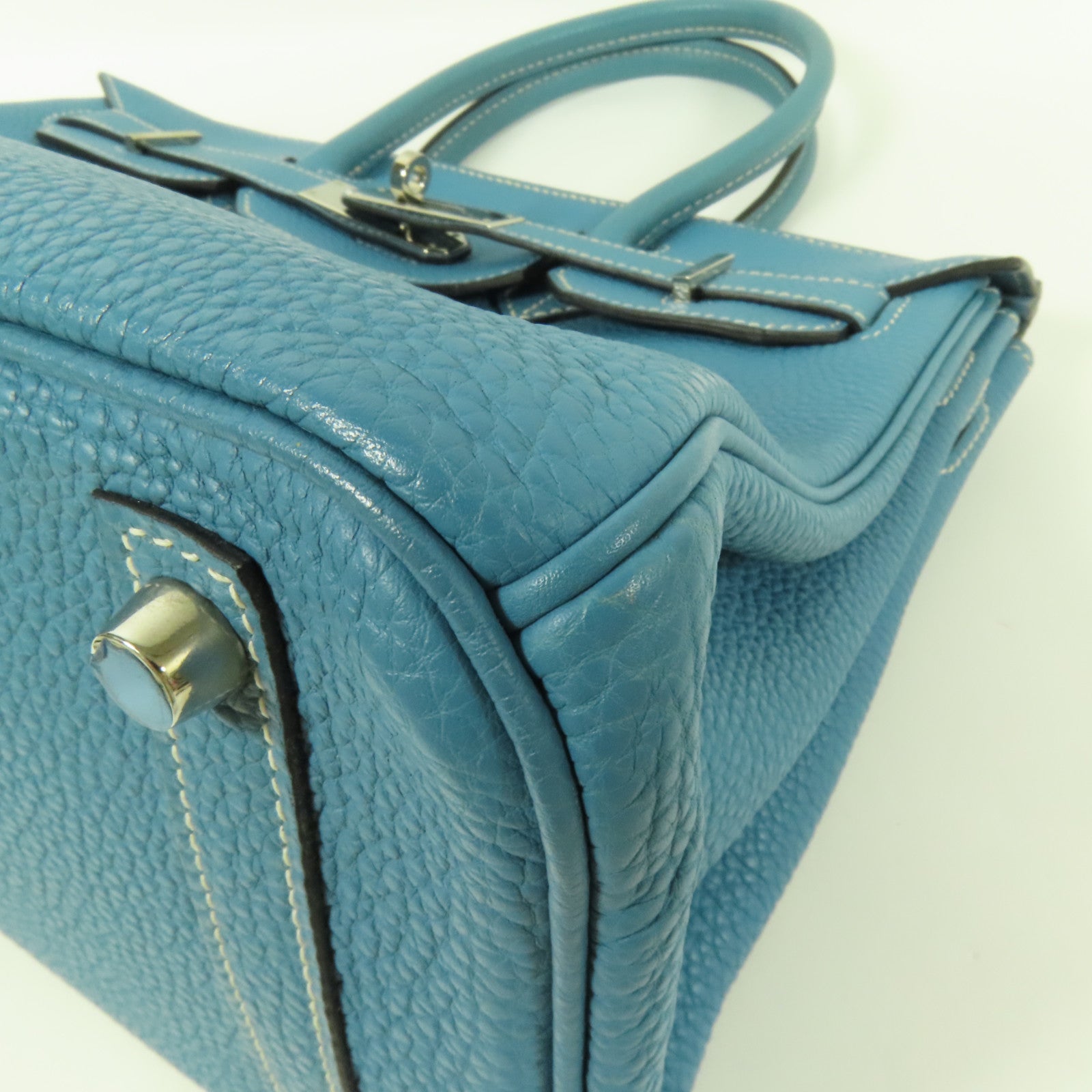 HERMES Togo皮革Birkin 30銀扣手挽袋Blue Jean