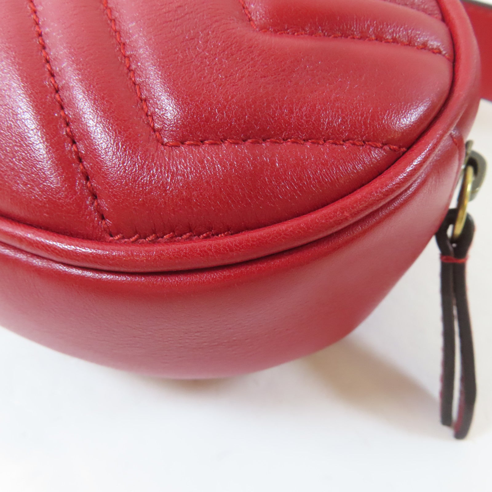 GUCCI 【激減優惠】牛皮皮革GG Marmont金扣腰包紅色