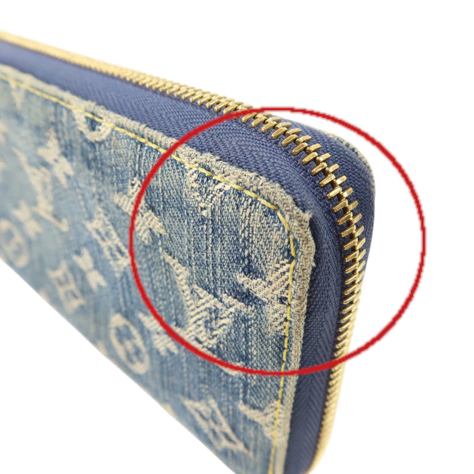 LOUIS VUITTON Monogram Denim Zippy Wallet金扣長錢包