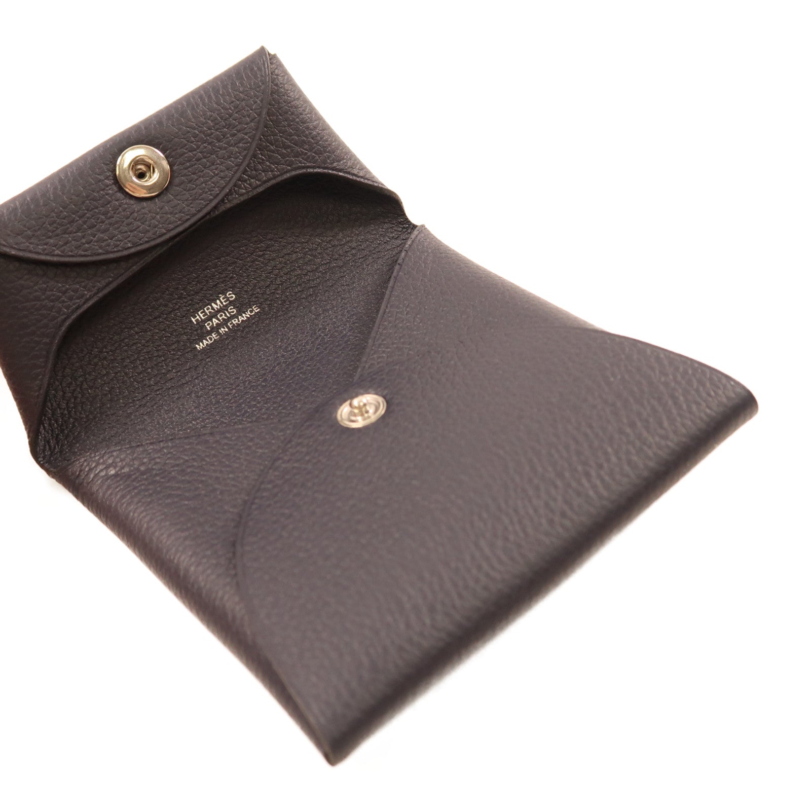 HERMES 【激減優惠】Clemence皮革Change Purse銀扣零錢包Navy